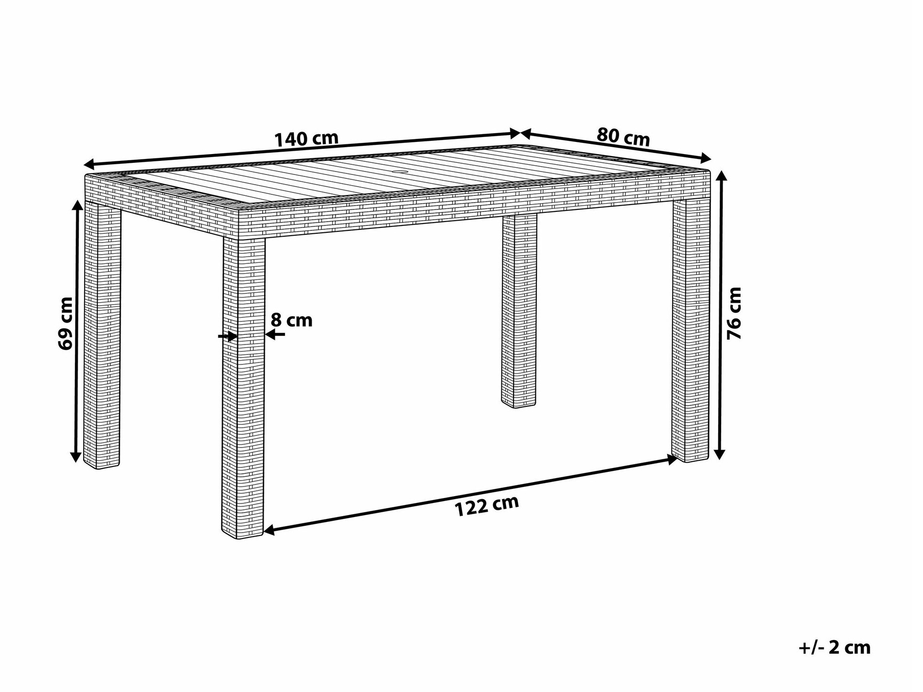 Градинска маса Berwyn 2604 (Светло сив)
