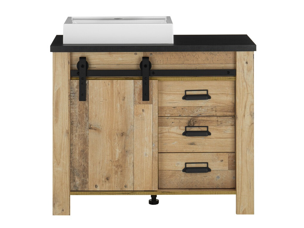 Стоящ шкаф за баня за мивка Cirtale 133 (Отлежало дърво + Антрацит)