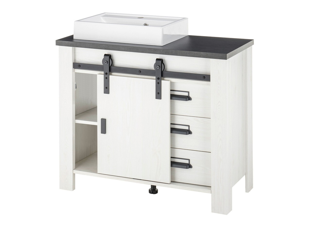 Комплект за баня Cirtale 136 (Избелен бор + Антрацит)