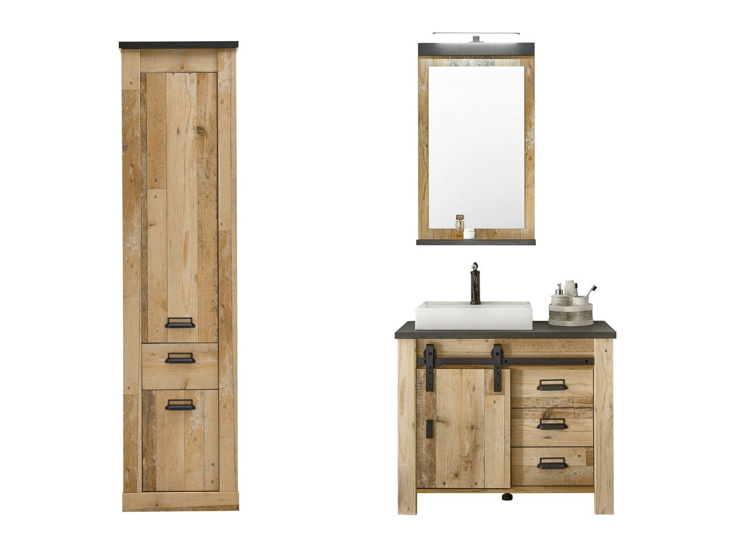 Комплект за баня Cirtale 136 (Отлежало дърво + Антрацит)