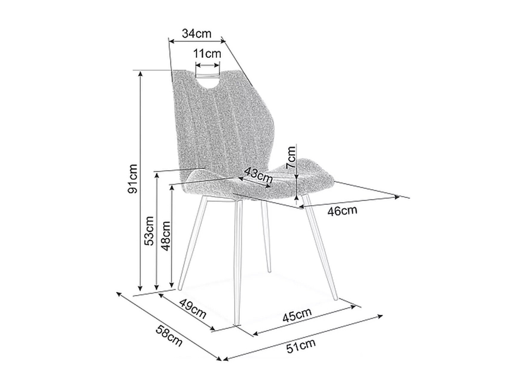 Стол Detroit 735 (Тъмно сив)