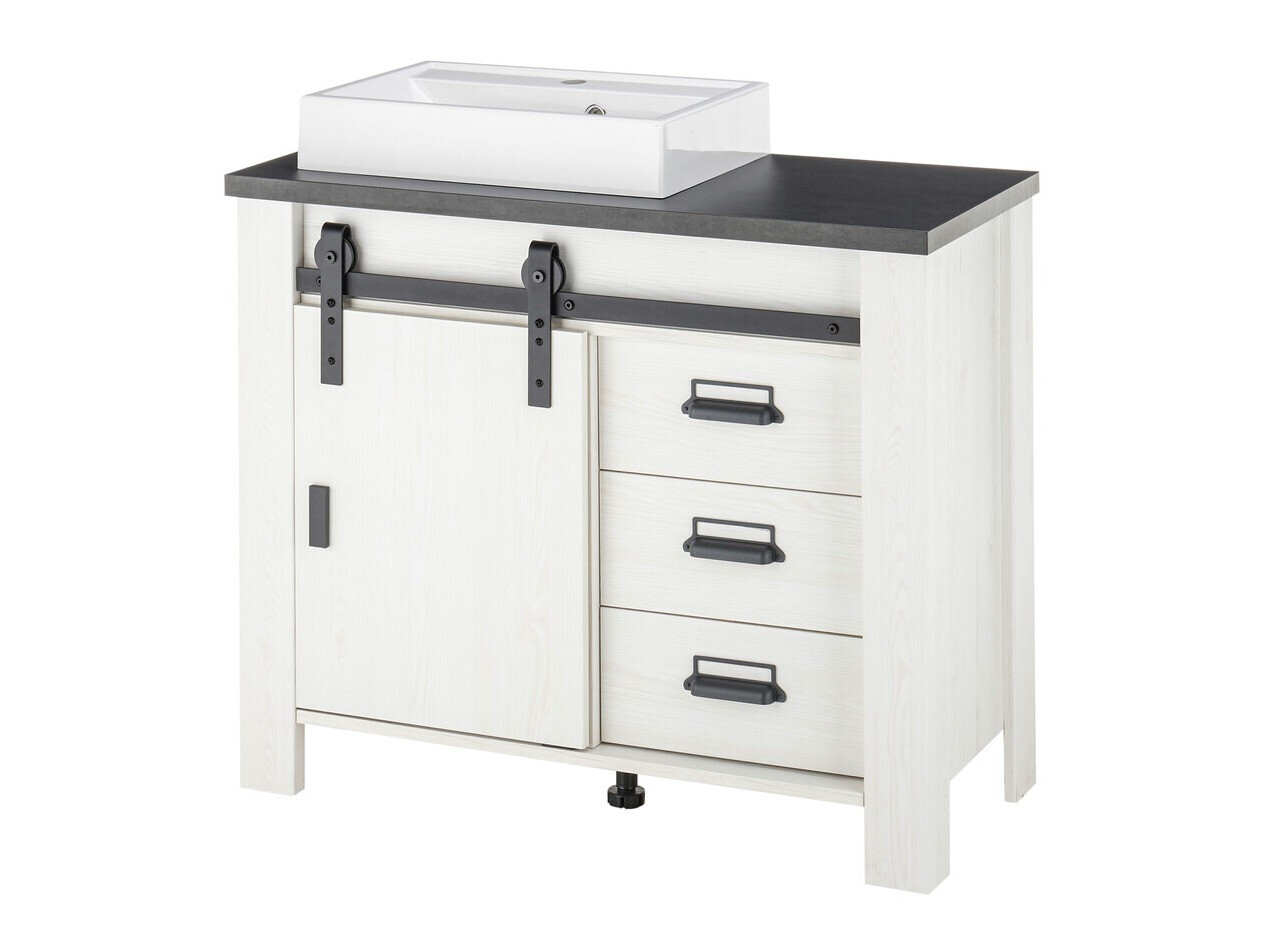 Стоящ шкаф за баня за мивка Cirtale 133 (Избелен бор + Антрацит)