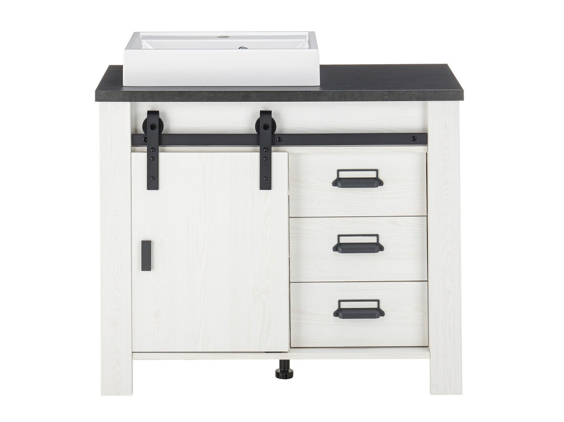 Стоящ шкаф за баня за мивка Cirtale 133 (Избелен бор + Антрацит)