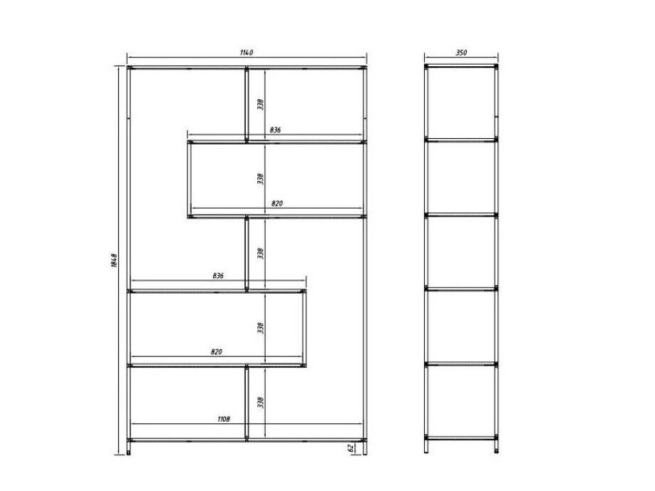 Етажерка Norsica Sevferi 134 (Тъмен ясен + Черен)