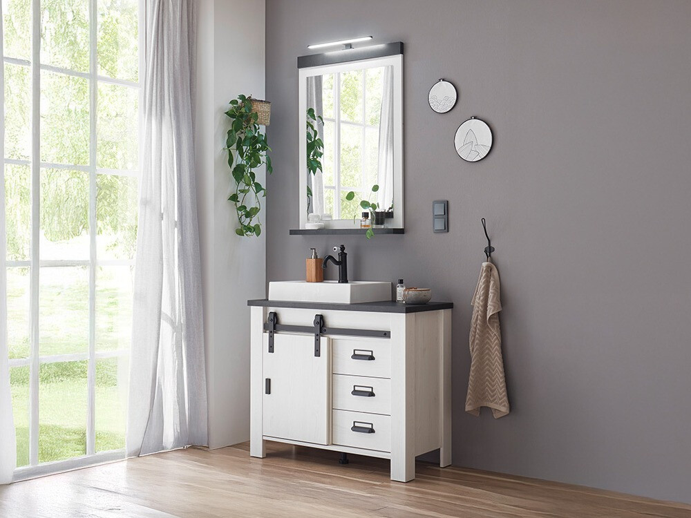 Комплект за баня Cirtale 136 (Избелен бор + Антрацит)