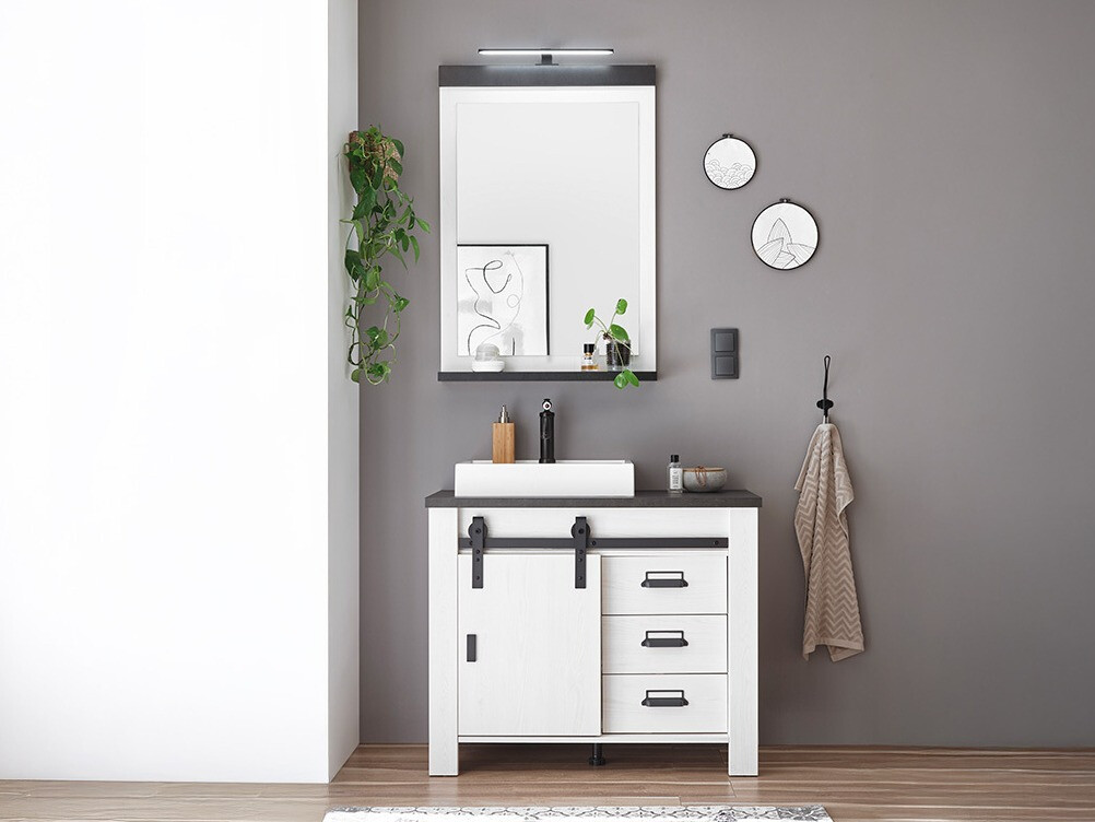 Комплект за баня Cirtale 136 (Избелен бор + Антрацит)