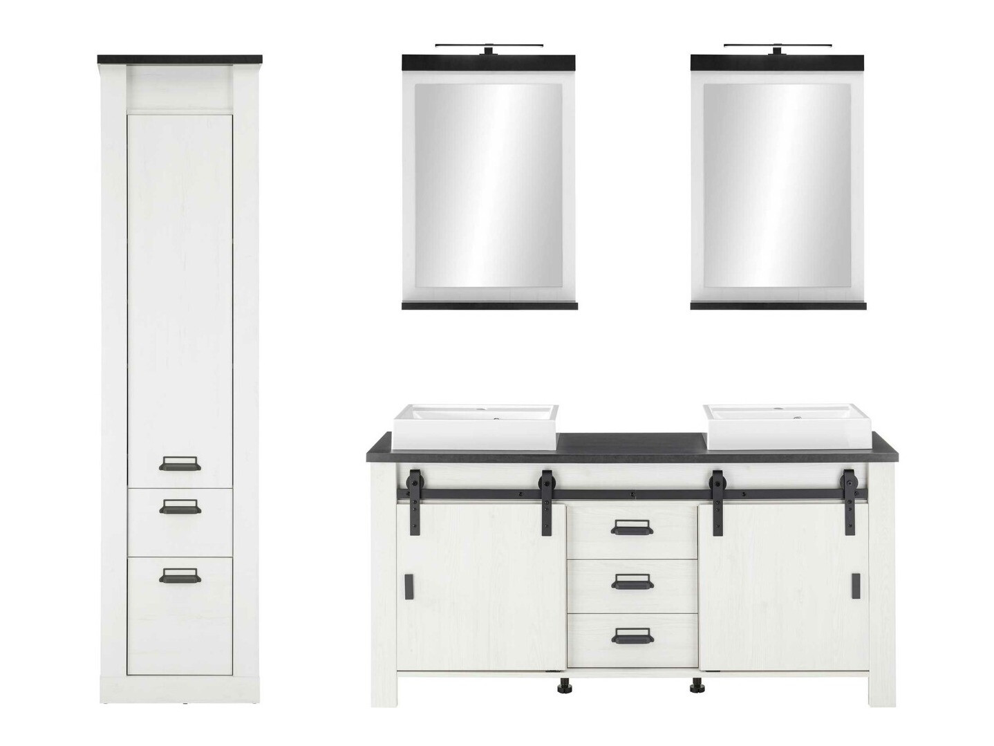 Комплект за баня Cirtale 137 (Избелен бор + Антрацит)