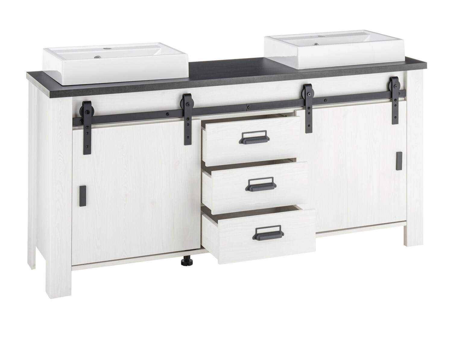 Комплект за баня Cirtale 137 (Избелен бор + Антрацит)