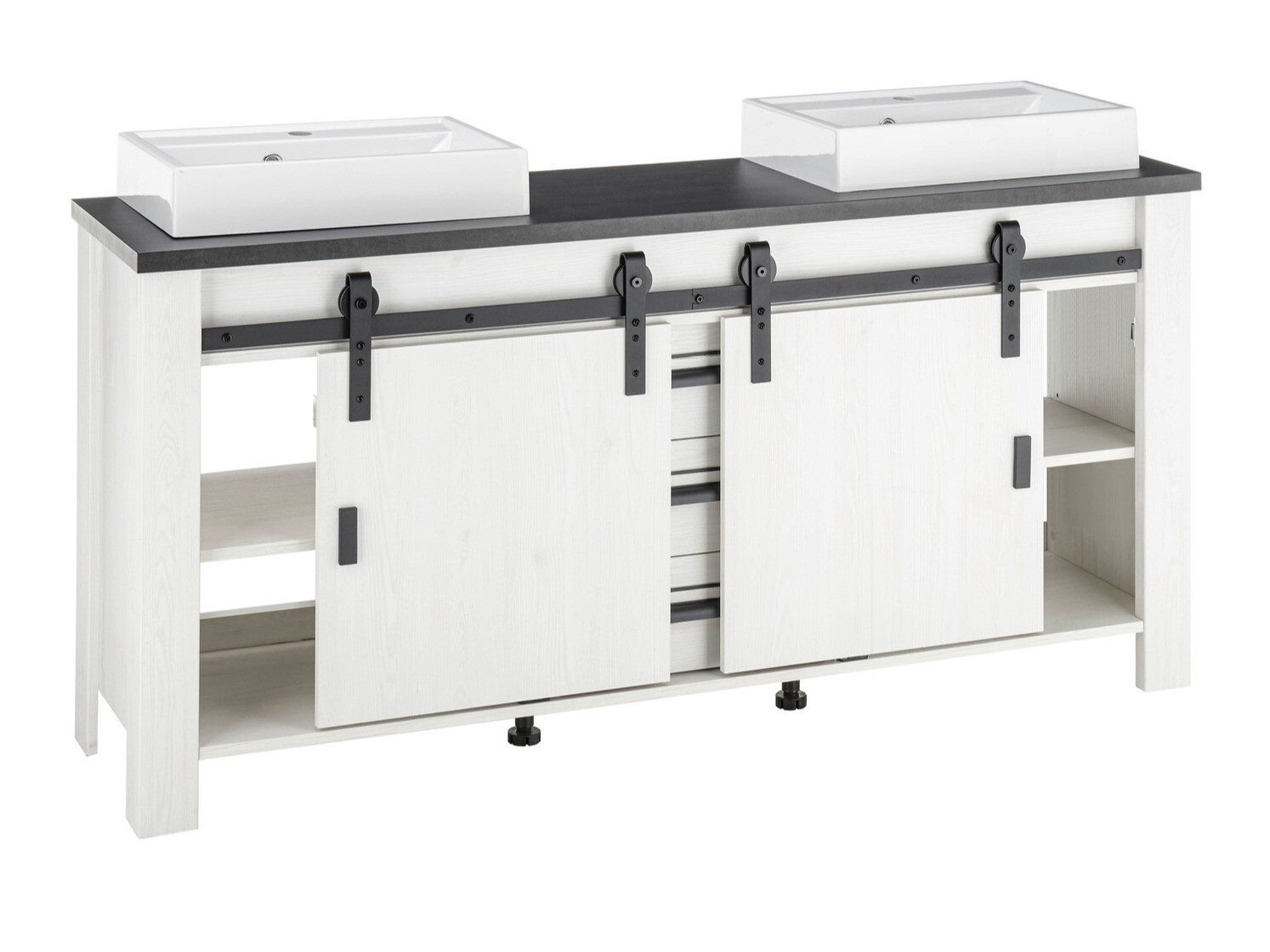 Комплект за баня Cirtale 137 (Избелен бор + Антрацит)