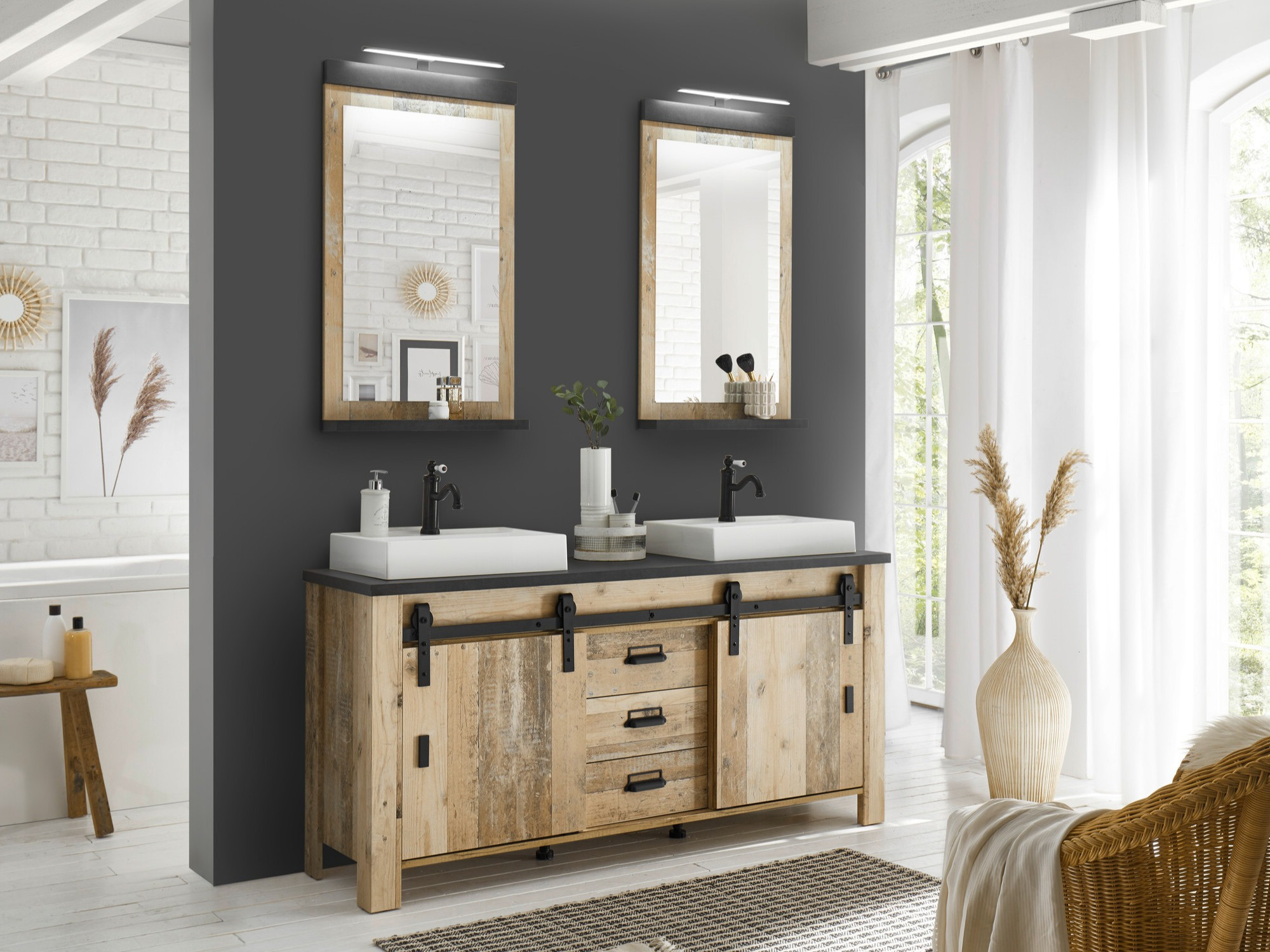 Комплект за баня Cirtale 137 (Отлежало дърво + Антрацит)