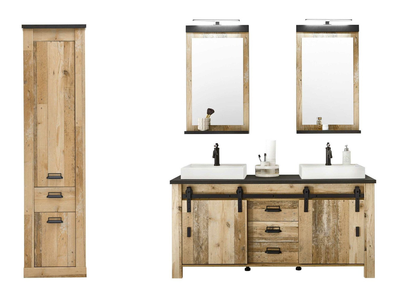 Комплект за баня Cirtale 137 (Отлежало дърво + Антрацит)