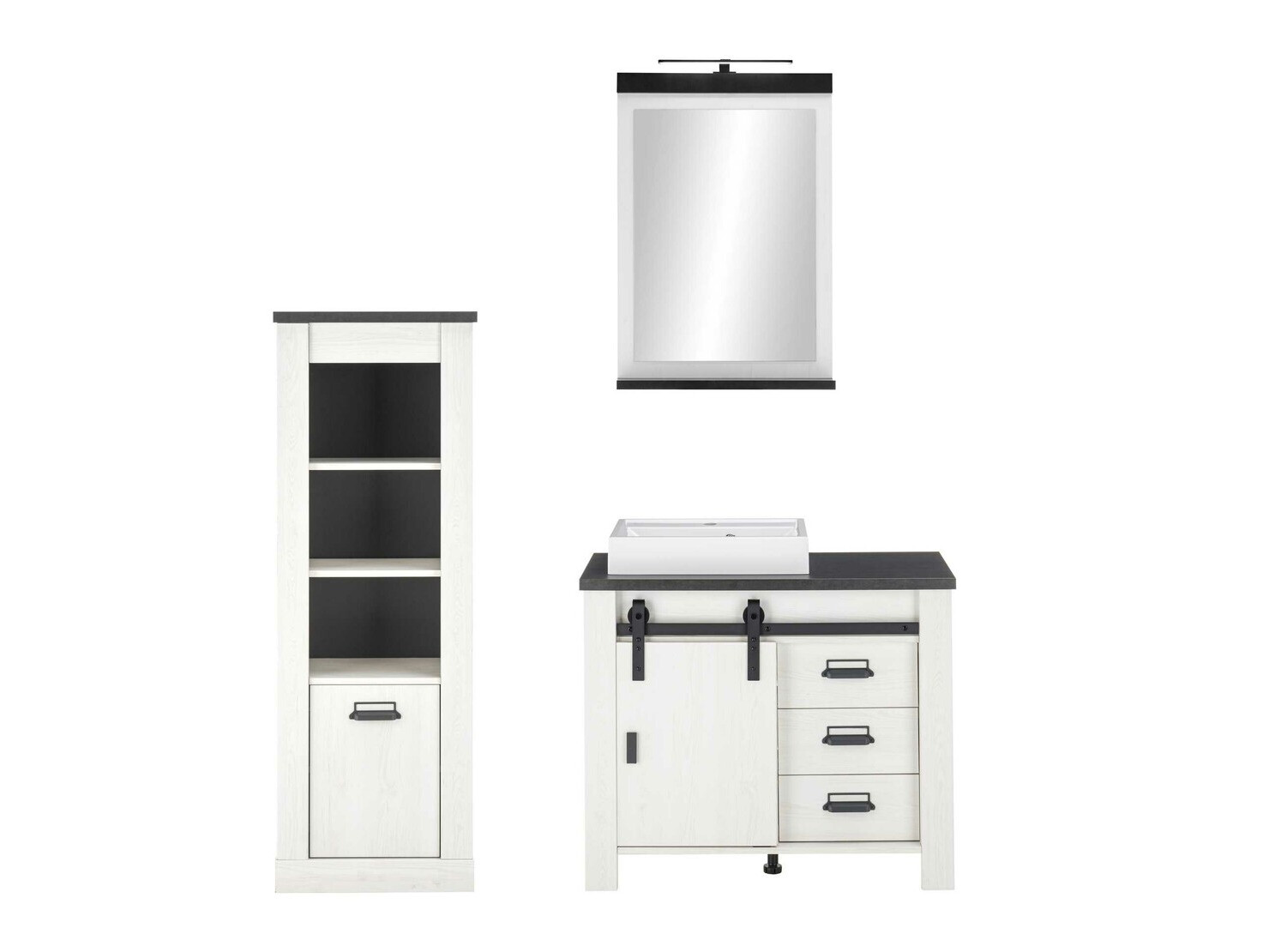 Комплект за баня Cirtale 138 (Избелен бор + Антрацит)