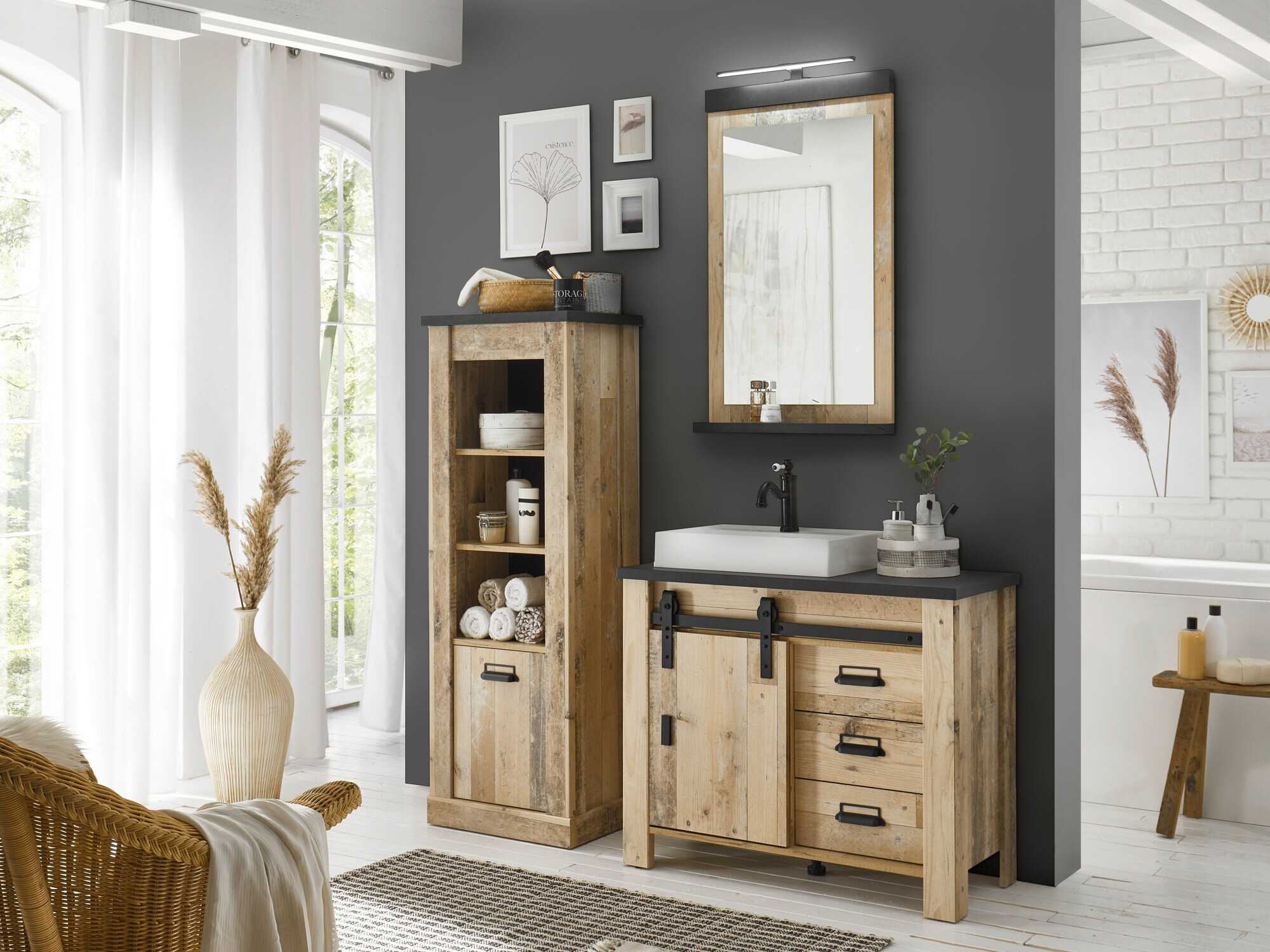 Комплект за баня Cirtale 138 (Отлежало дърво + Антрацит)