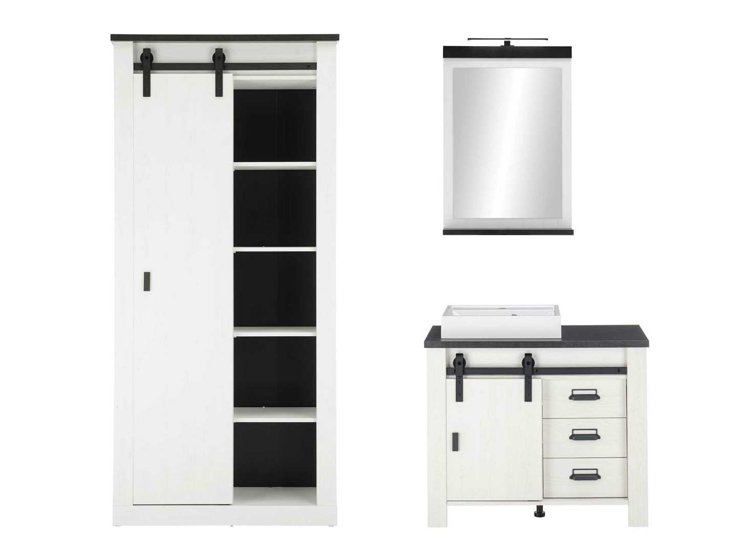 Комплект за баня Cirtale 139 (Избелен бор + Антрацит)