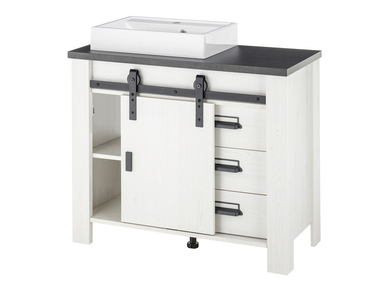 Комплект за баня Cirtale 139 (Избелен бор + Антрацит)