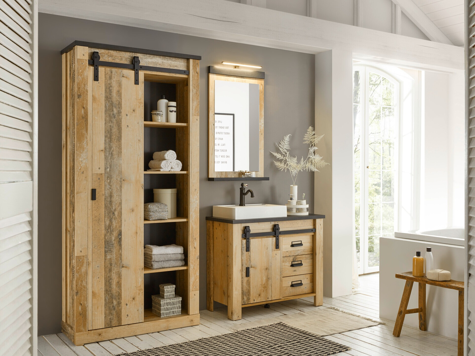 Комплект за баня Cirtale 139 (Отлежало дърво + Антрацит)