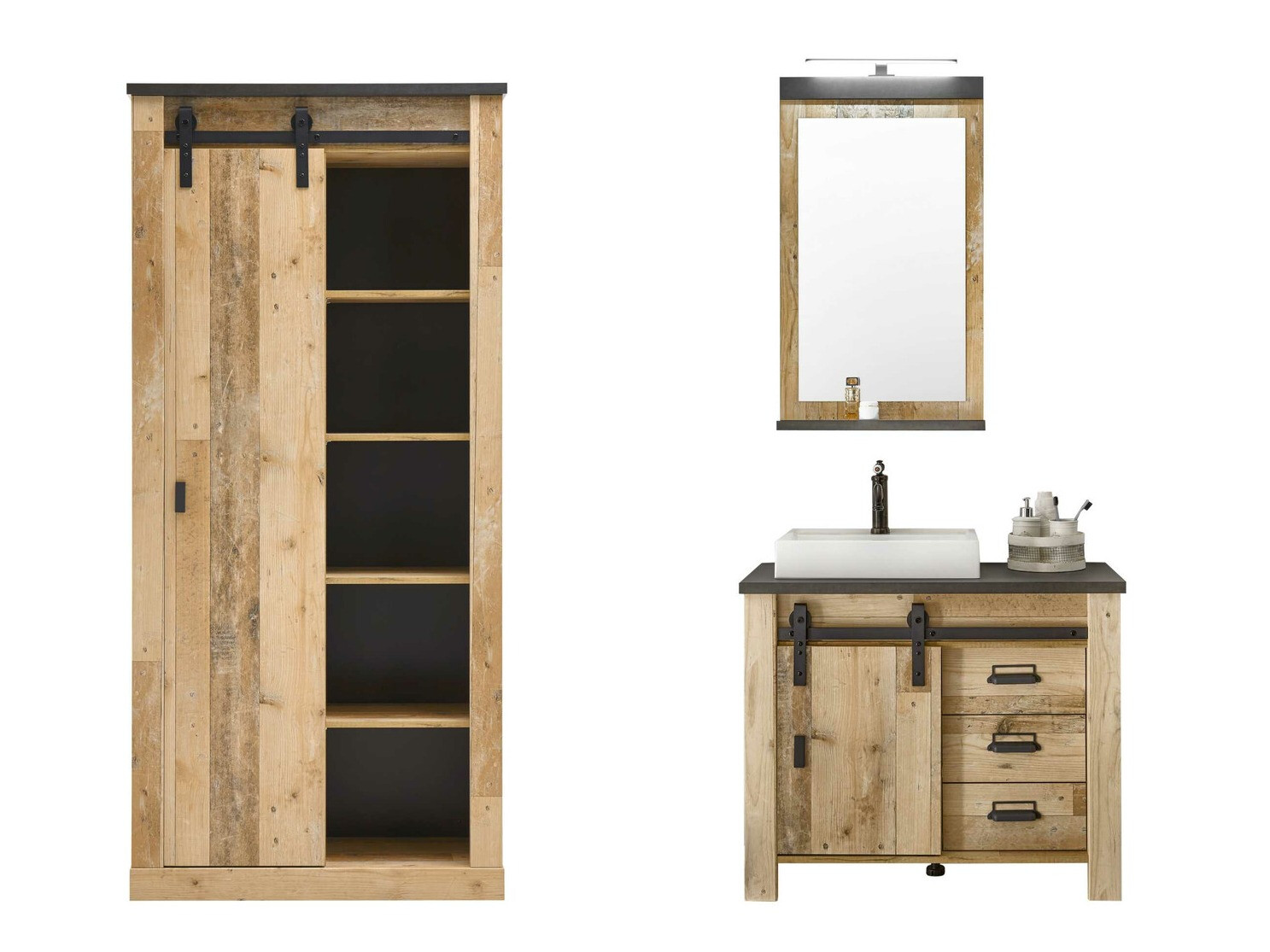 Комплект за баня Cirtale 139 (Отлежало дърво + Антрацит)