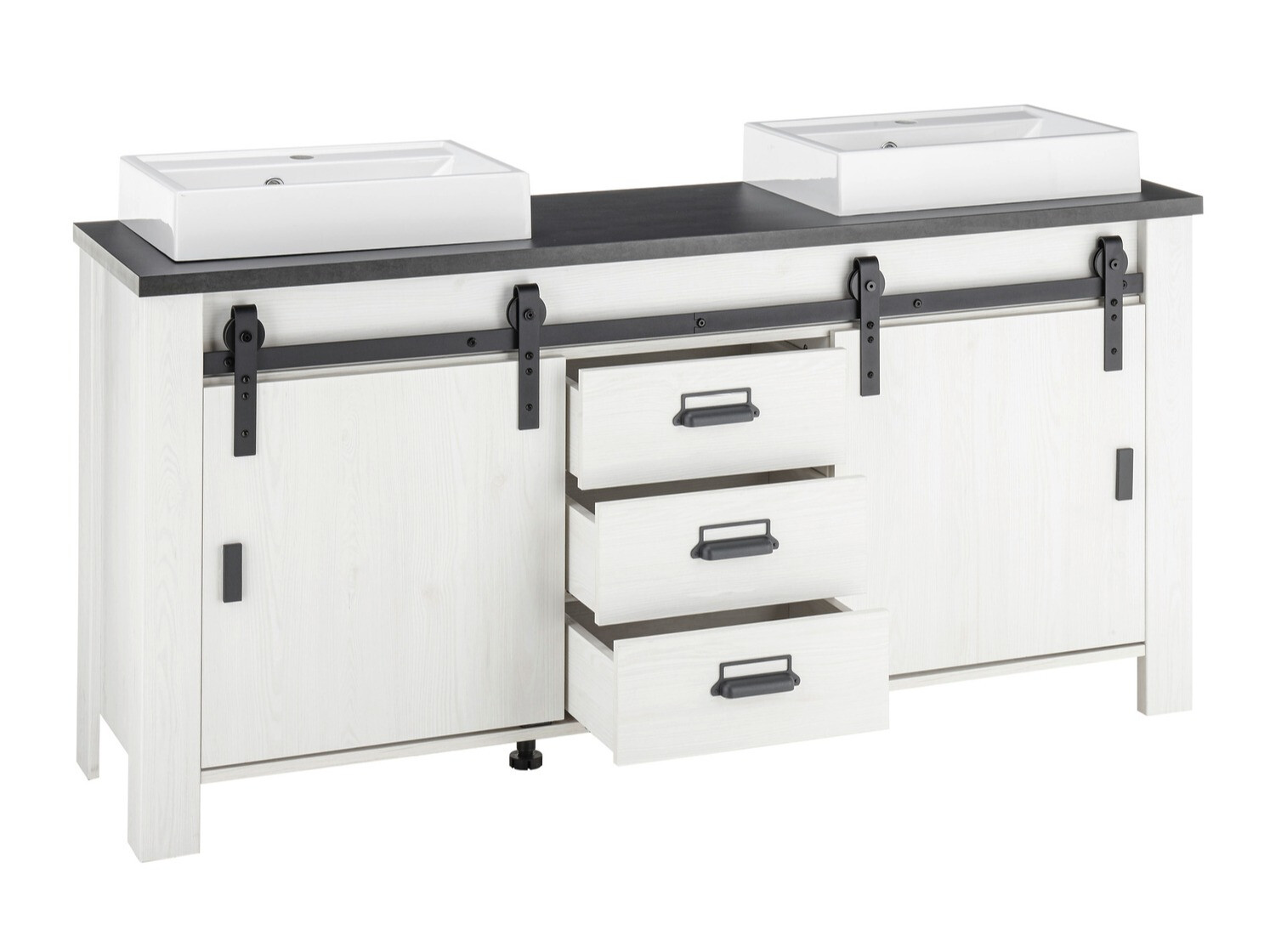 Комплект за баня Cirtale 140 (Избелен бор + Антрацит)