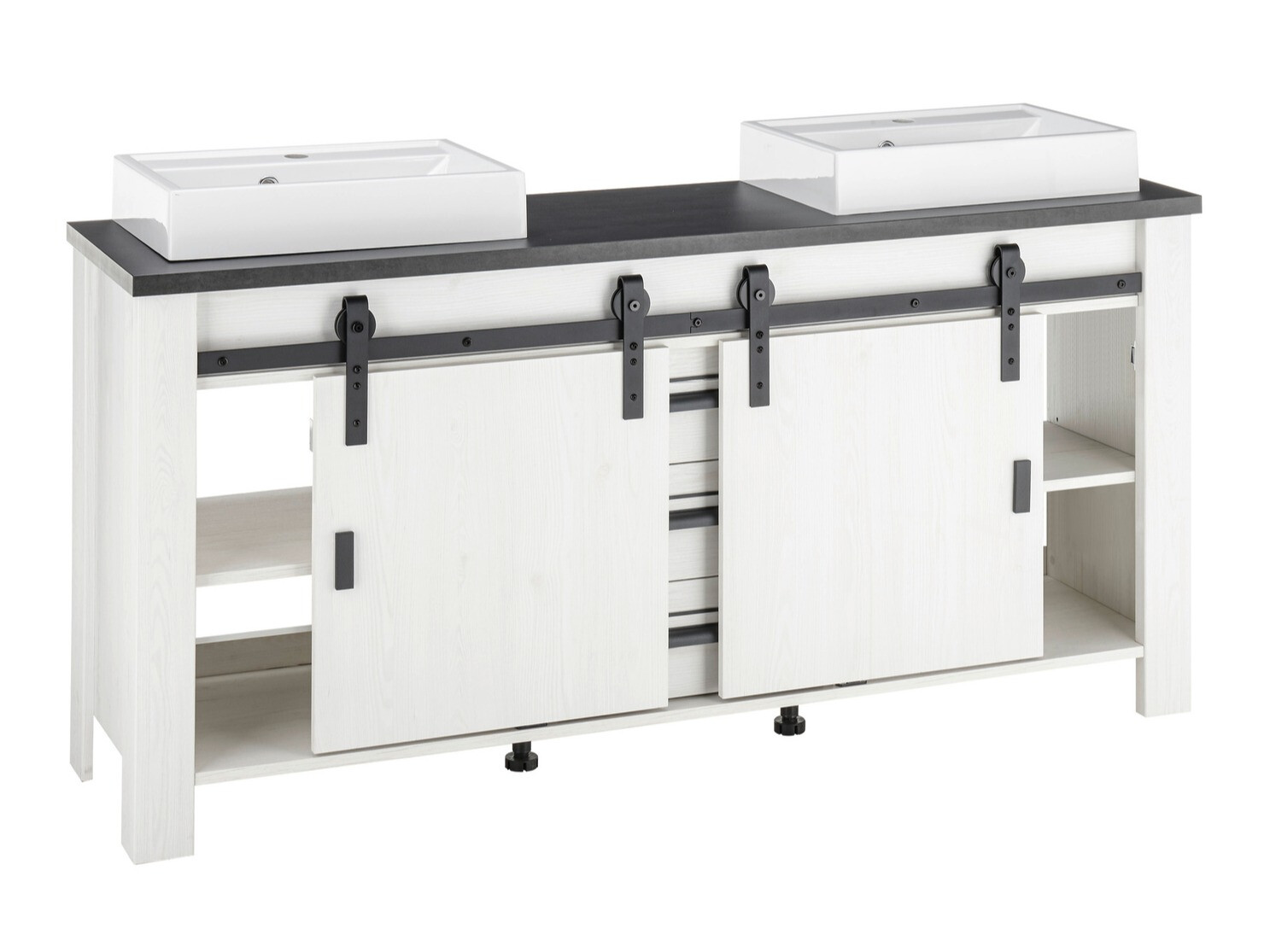 Комплект за баня Cirtale 140 (Избелен бор + Антрацит)