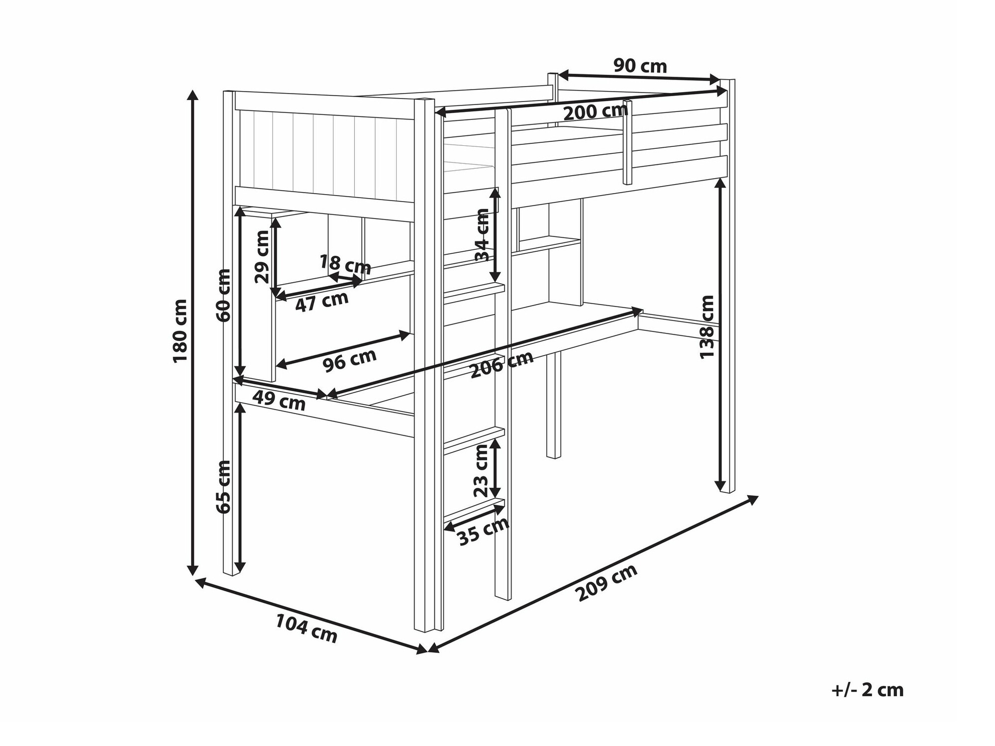 Високо легло Berwyn 2614 (Сив)