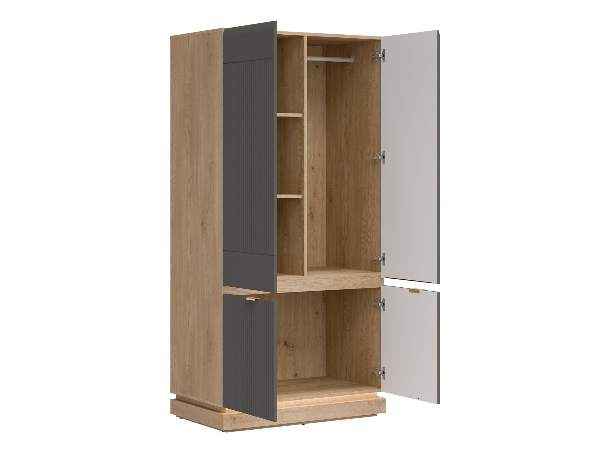 Гардероб Teselbu 113 (Сив + Дъб)