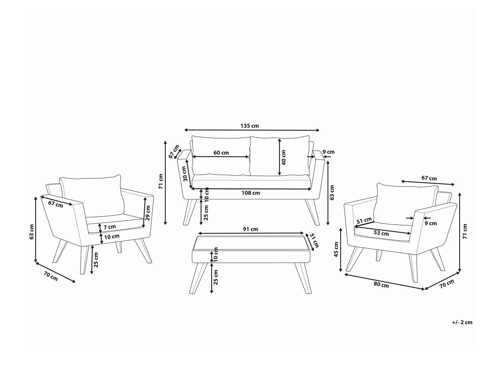 Градински комплект Berwyn 2626 (Светлокафяво + Бял)