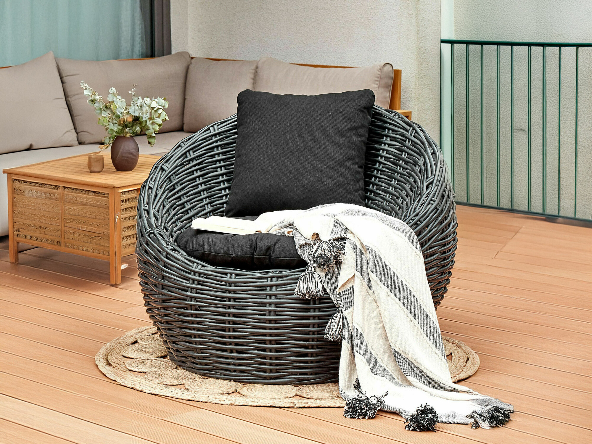 Градински фотьойл Berwyn 2598 (Черен)