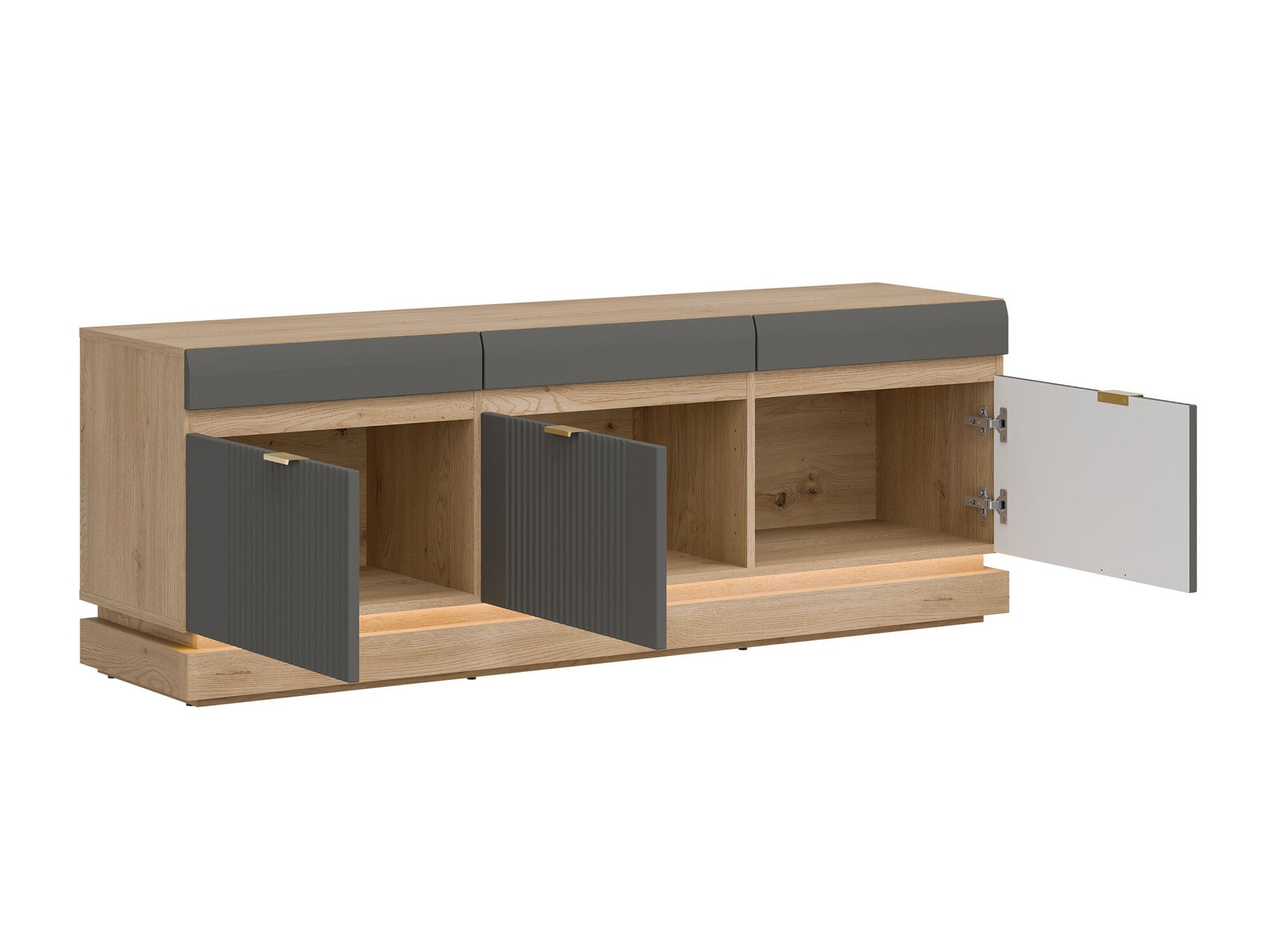 Комплект за хол Teselbu 116 (Сив + Дъб)