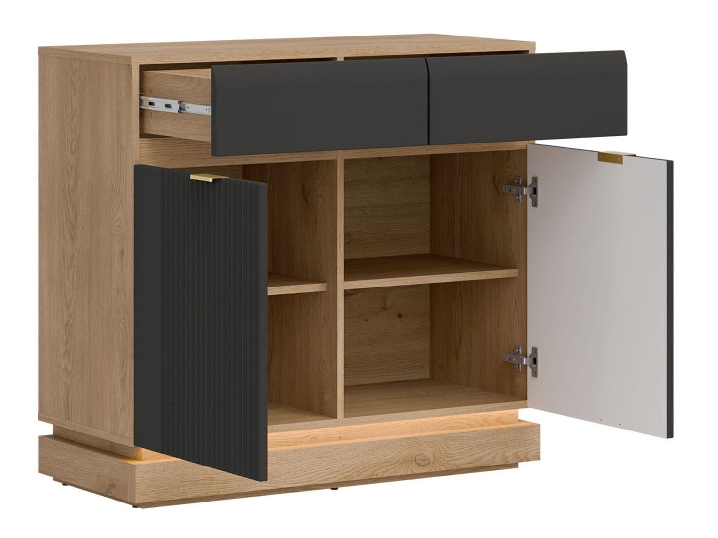 Комплект за спалня Teselbu 117 (Антрацит + Дъб)