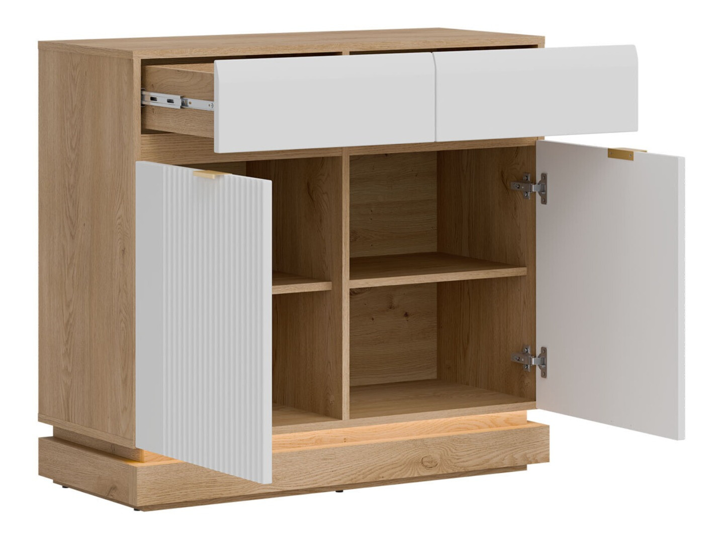 Комплект за спалня Teselbu 117 (Бял + Дъб)