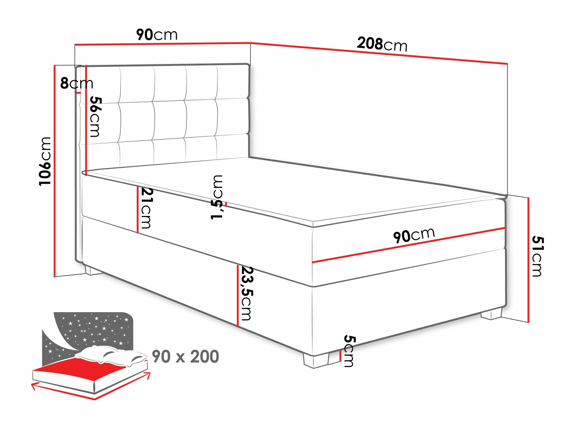 Континентално легло Sanford 107 (Manila 02)