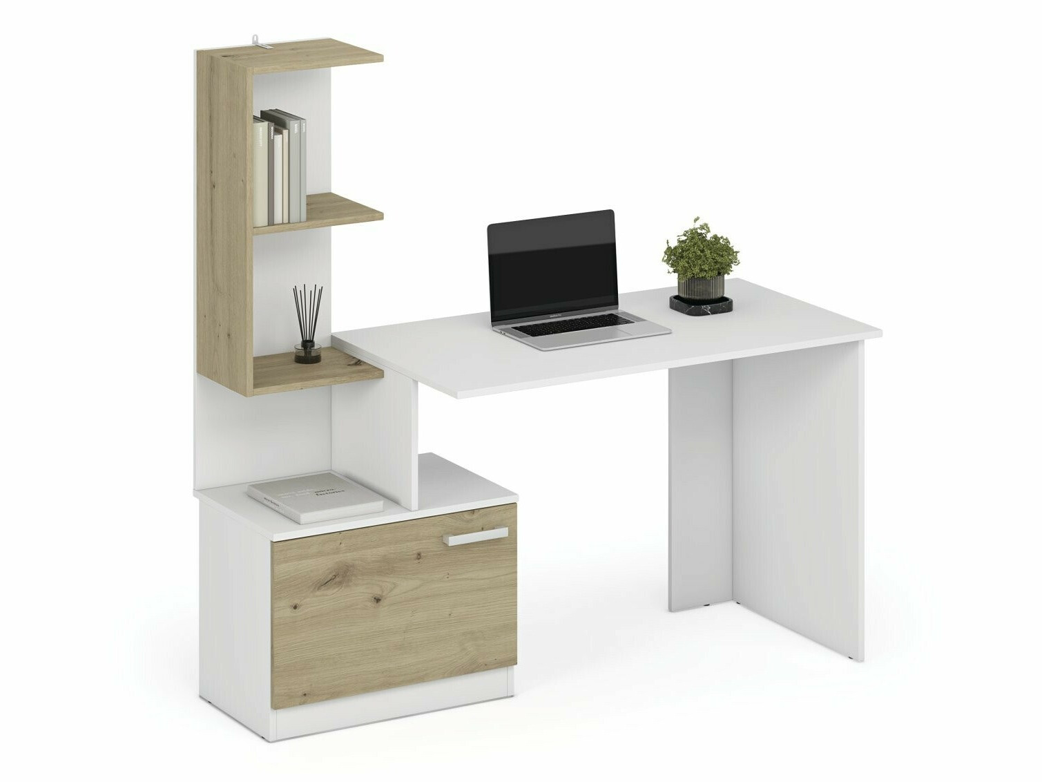 Офис бюро Houston 1948 (Бял + Artisan дъб)