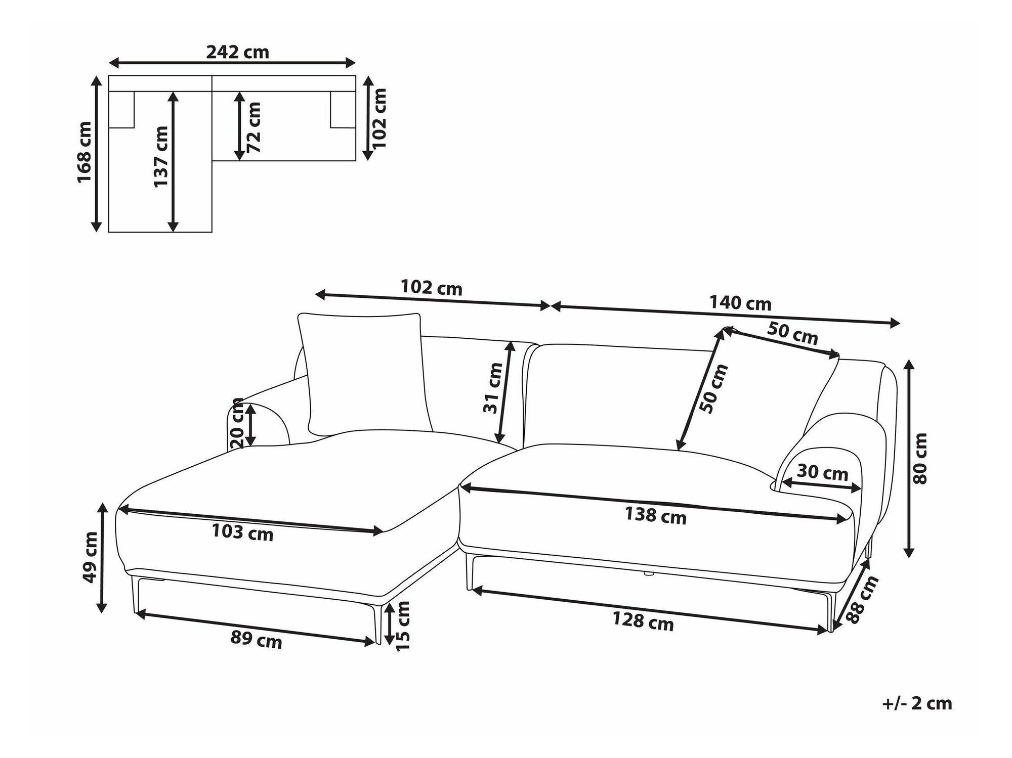 Ъглов диван Berwyn 2640 (Светлокафяво)