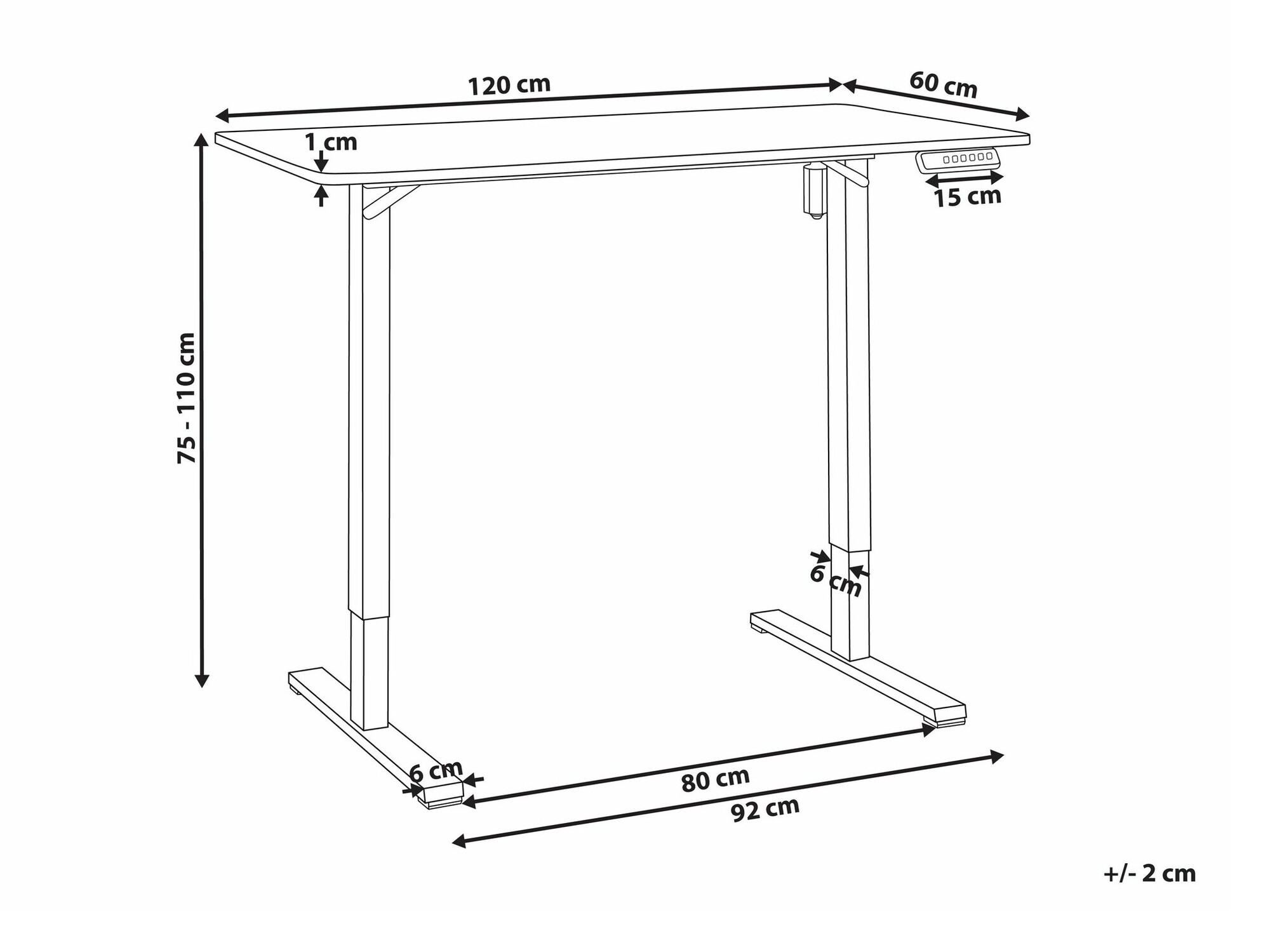 Офис бюро с регулируема височина Berwyn 2639 (Бял)