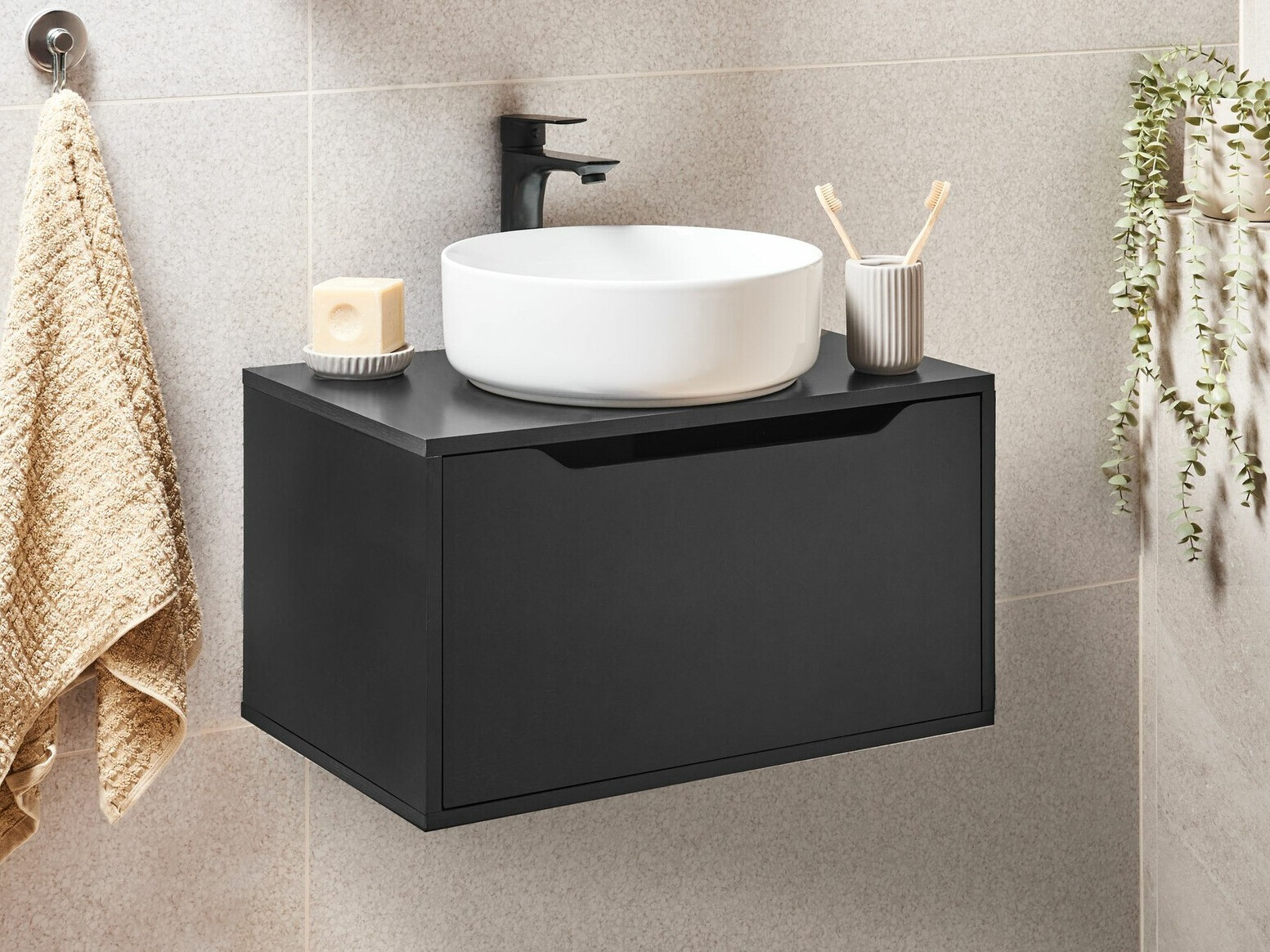 Окачен шкаф за мивка Berwyn 2644 (Черен)