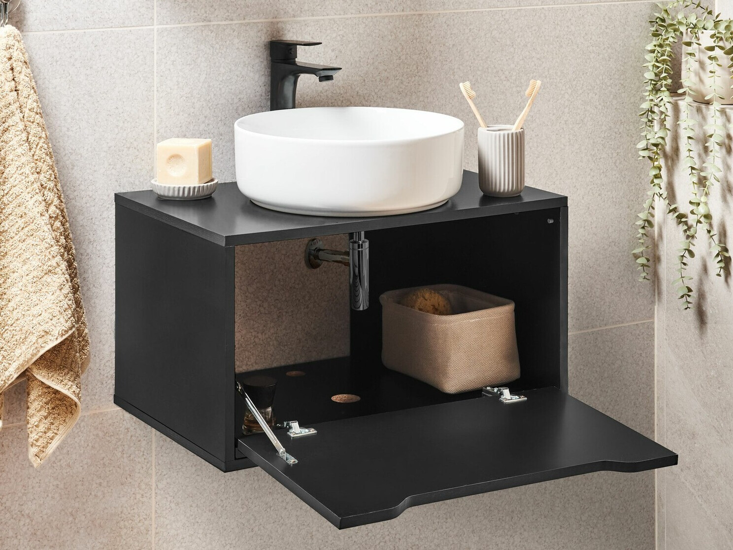 Окачен шкаф за мивка Berwyn 2644 (Черен)