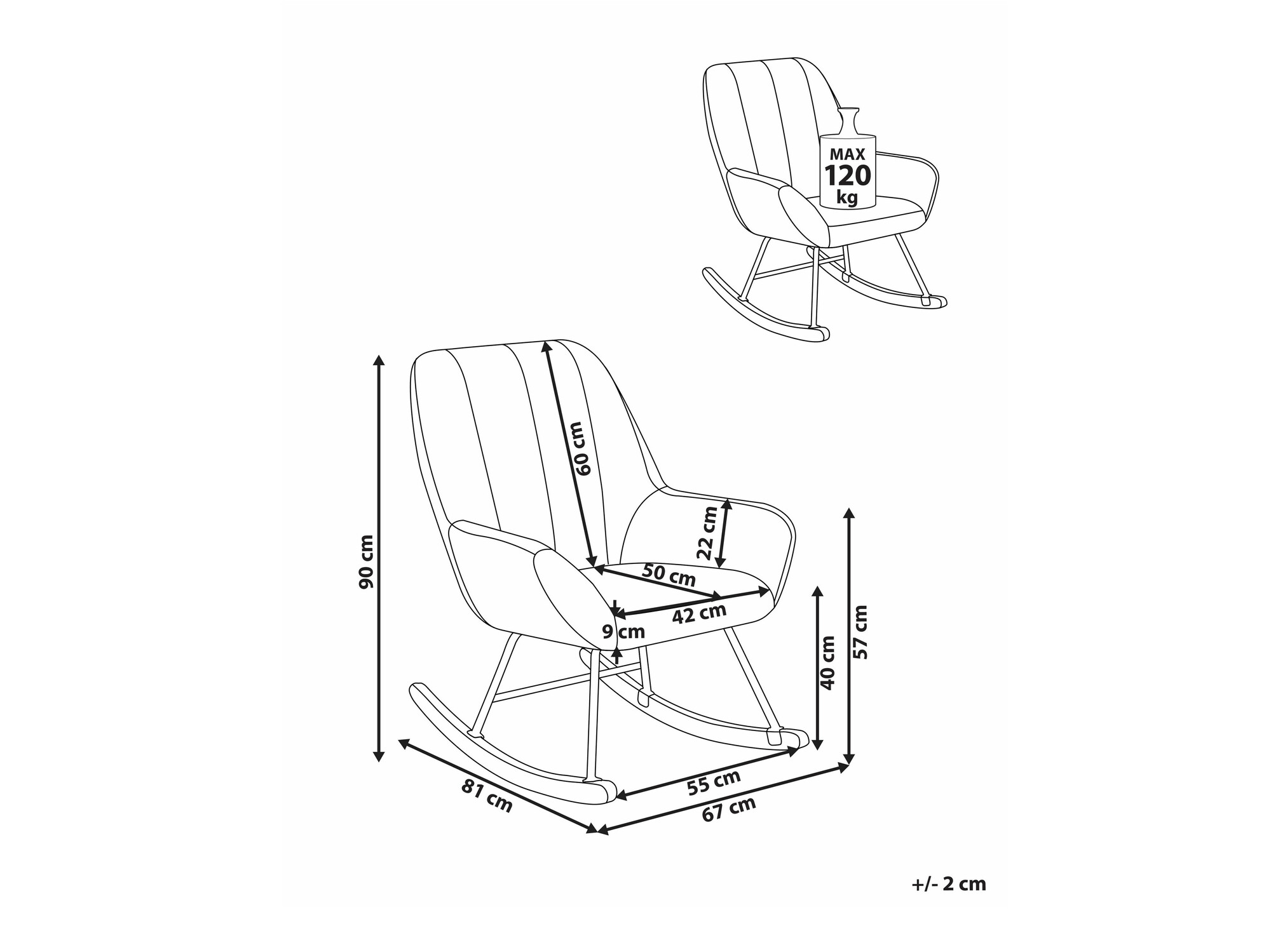 Люлеещ се стол Berwyn 2648 (Бял)