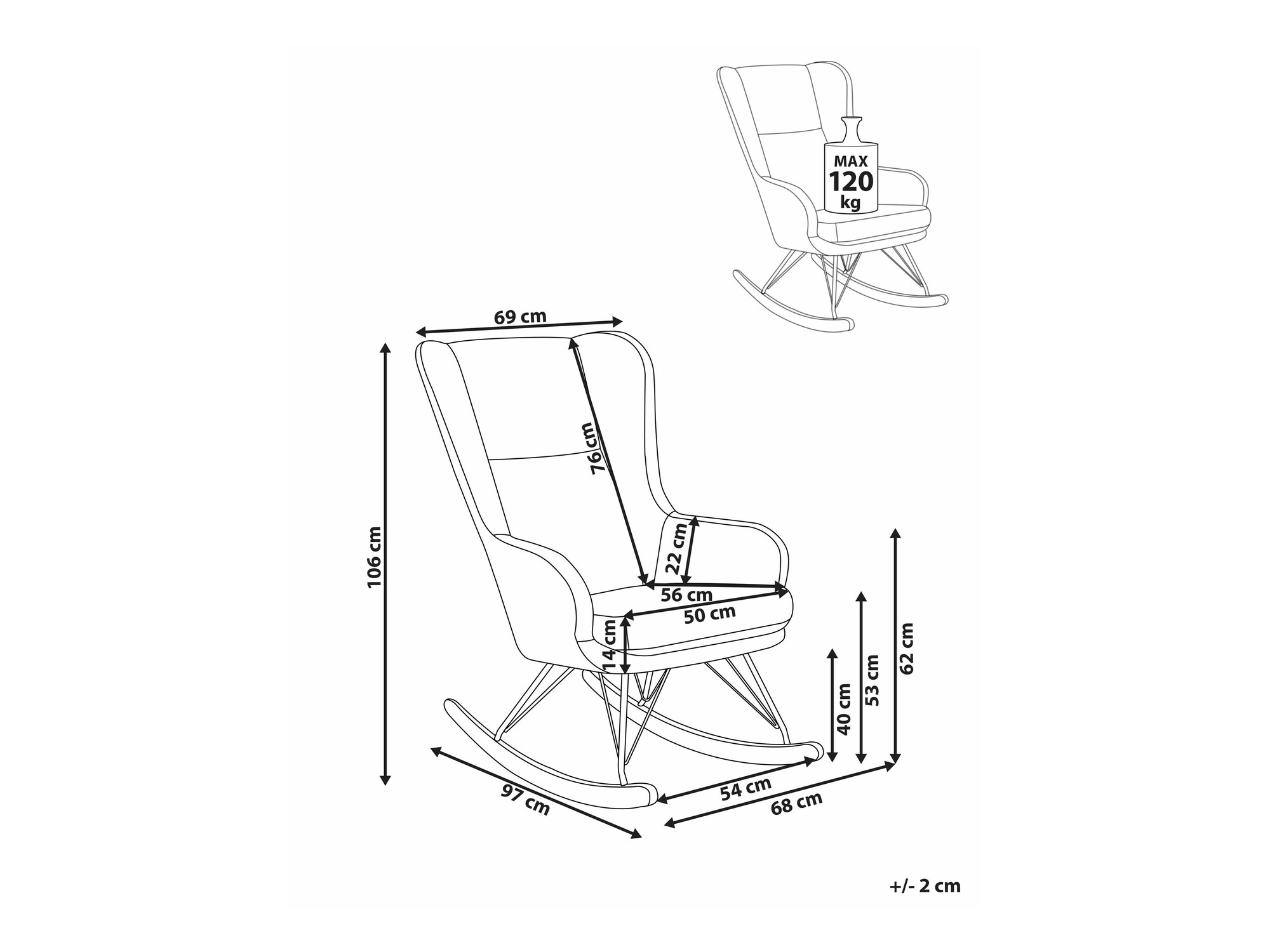Люлеещ се стол Berwyn 2649 (Бежов)