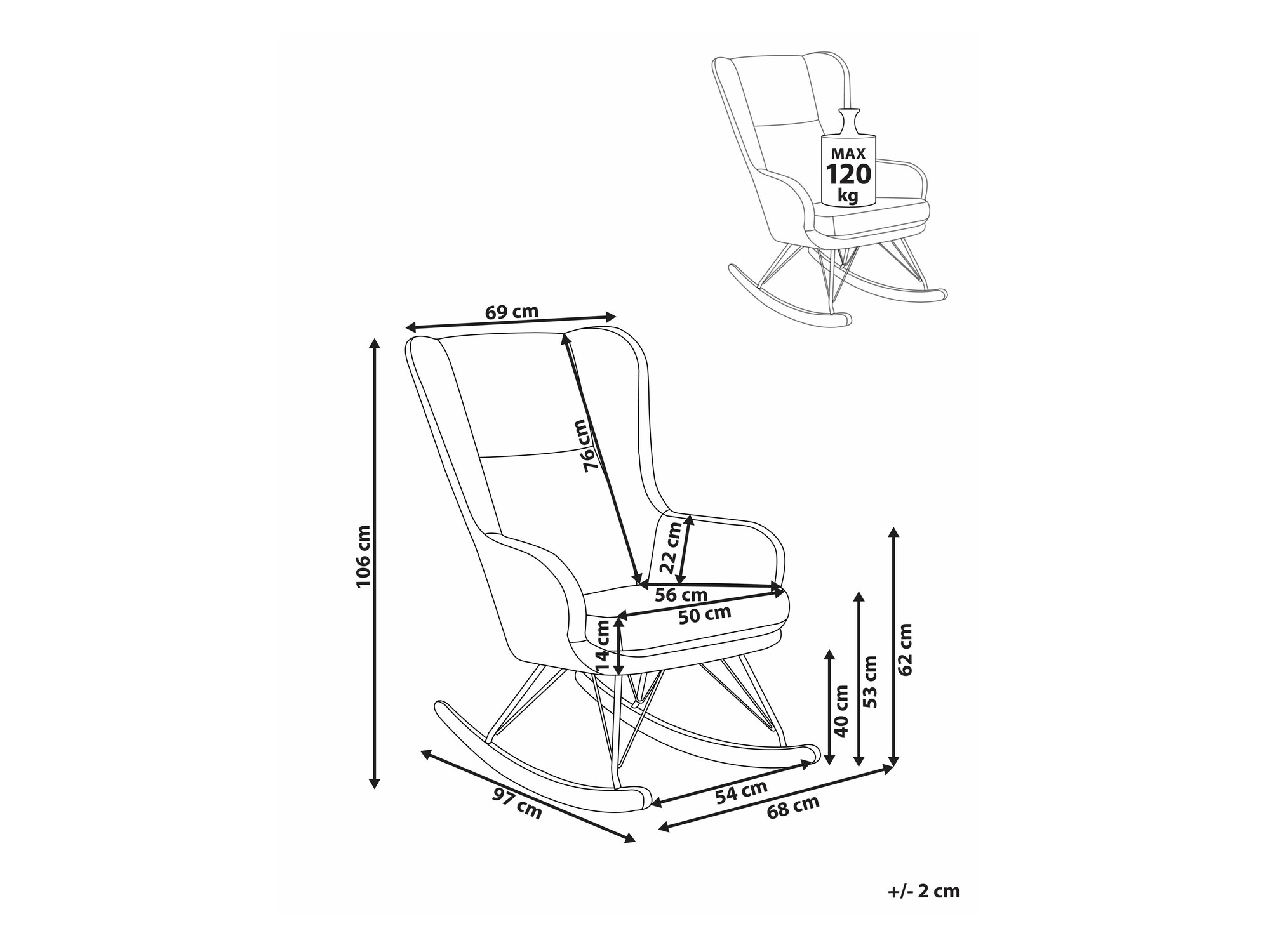 Люлеещ се стол Berwyn 2649 (Бял)