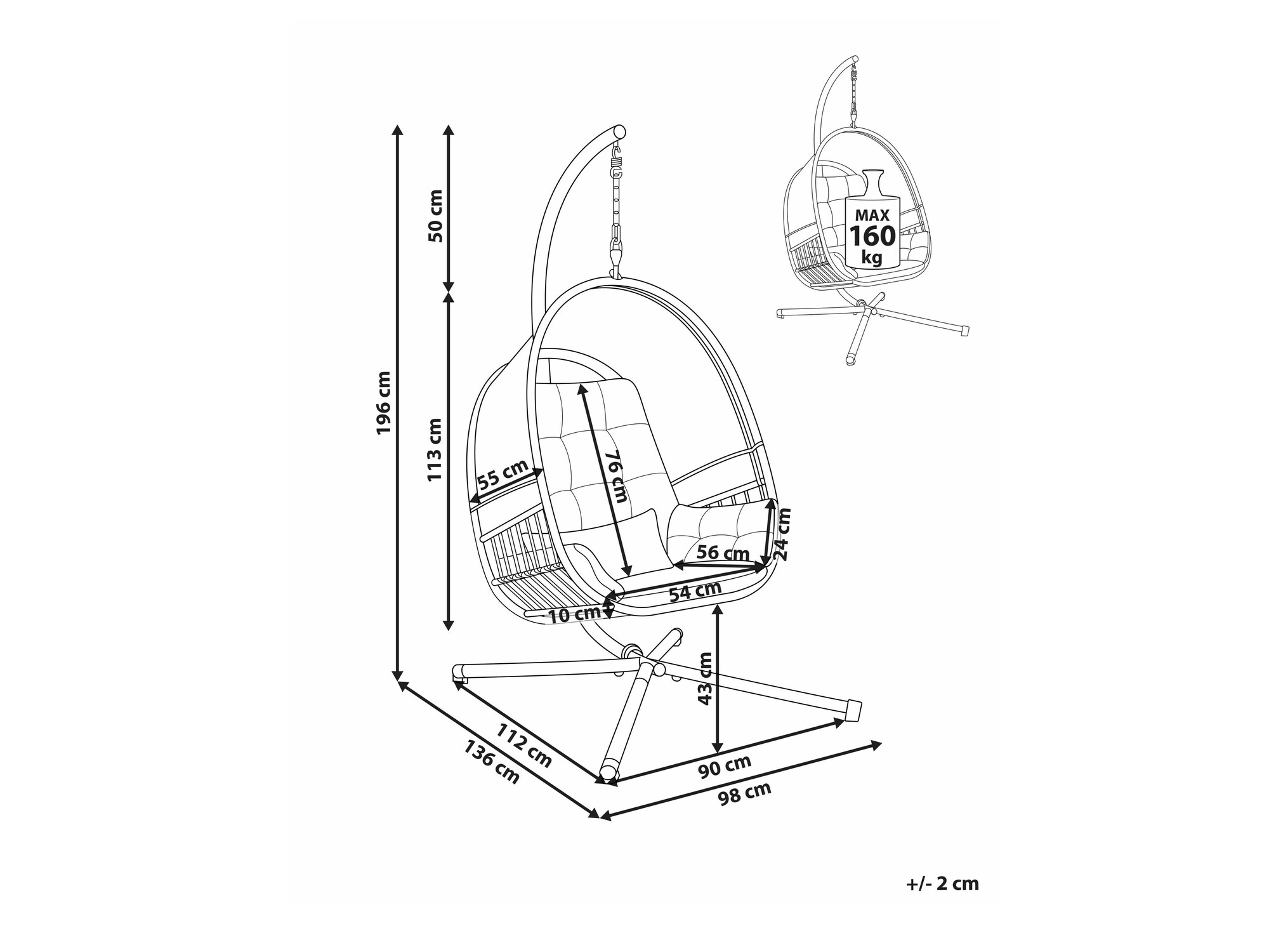 Градинска люлка Berwyn 2655 (Тъмно сив)