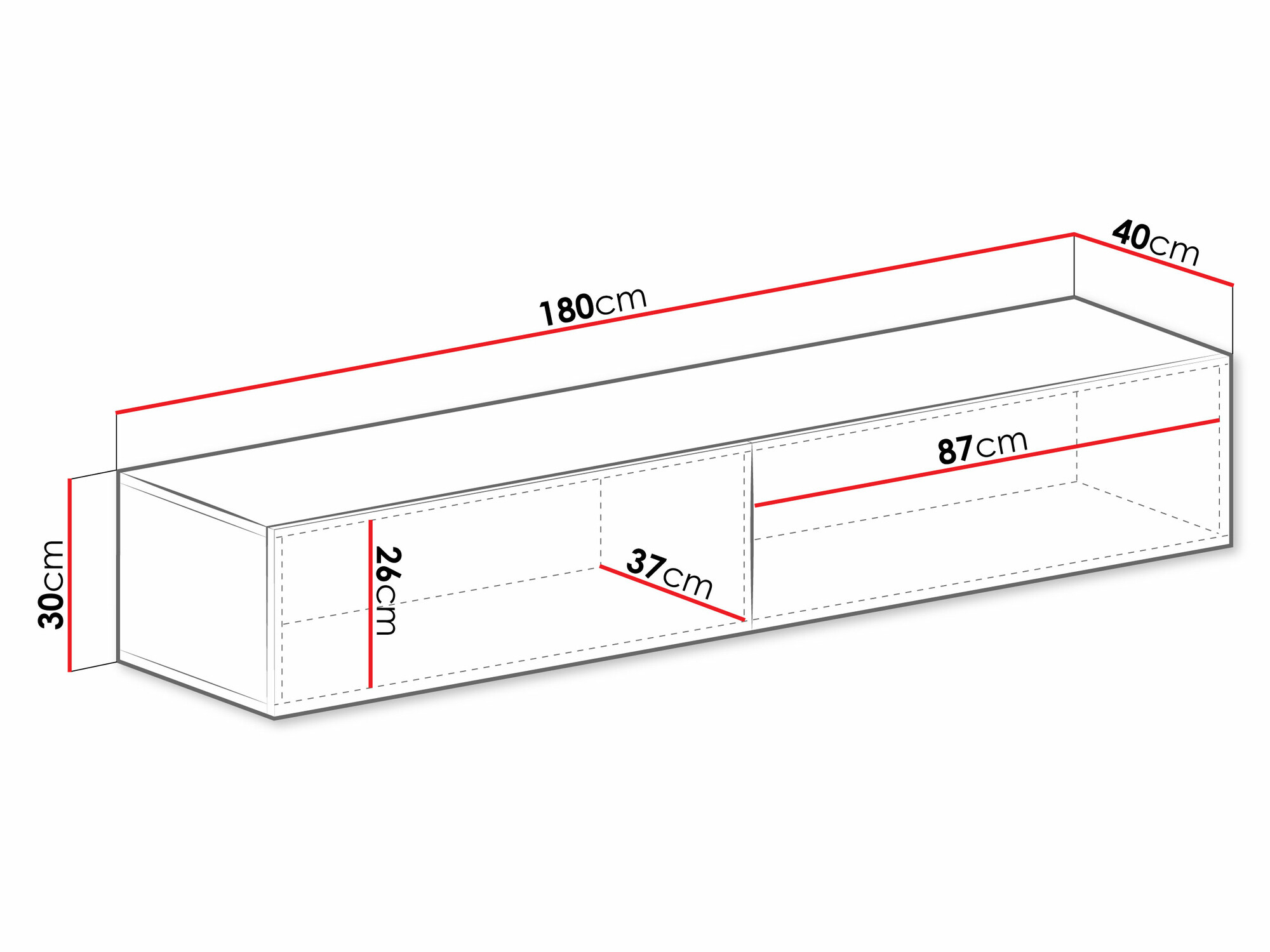 ТВ шкаф Vilrin I (Бял + Бял гланц)