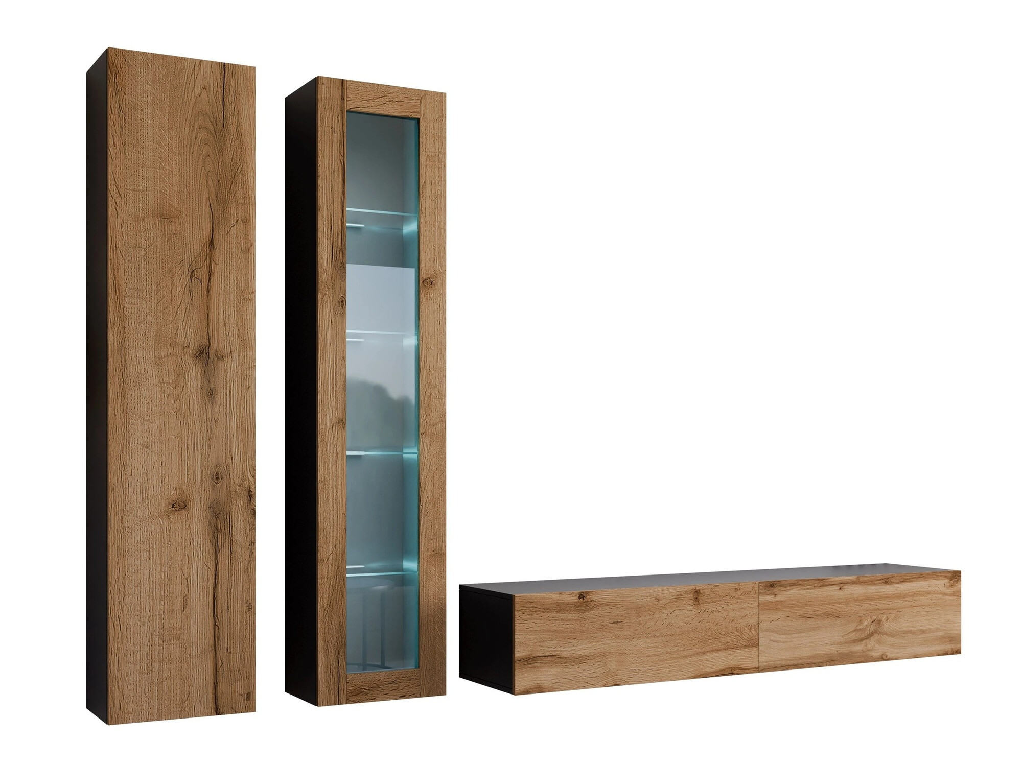 Комплект за хол Venenou 102 (Черен + Дъб уотан)