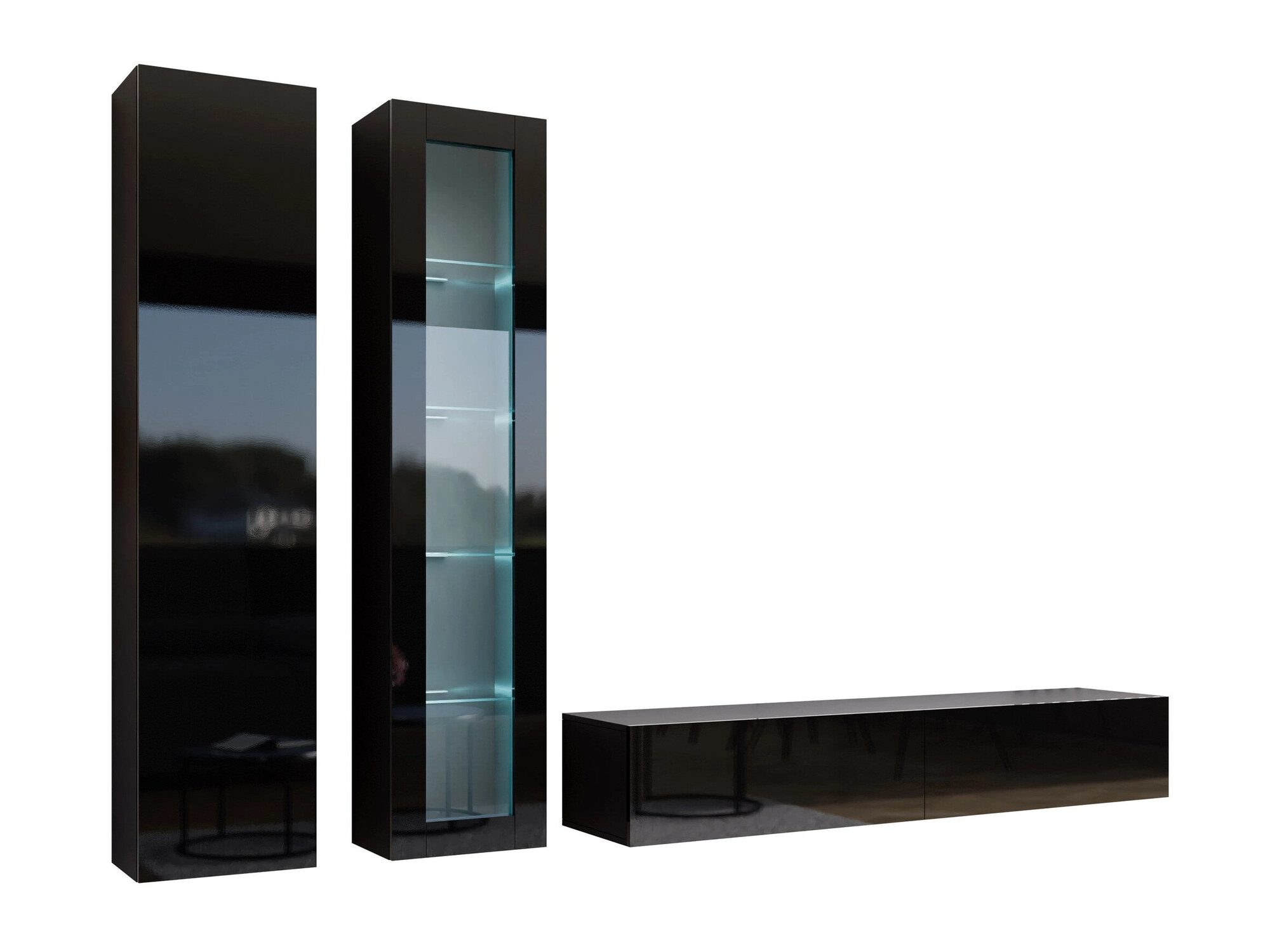 Комплект за хол Vilrin I (Черен + Черен гланц)