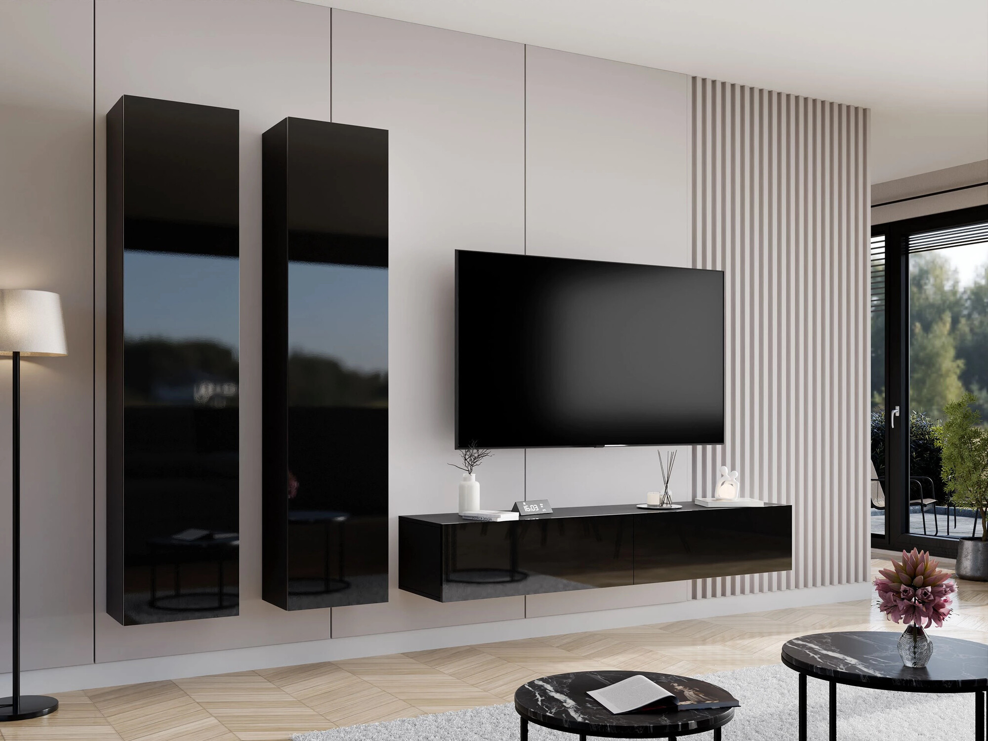 Комплект за хол Vilrin II (Черен + Черен гланц)