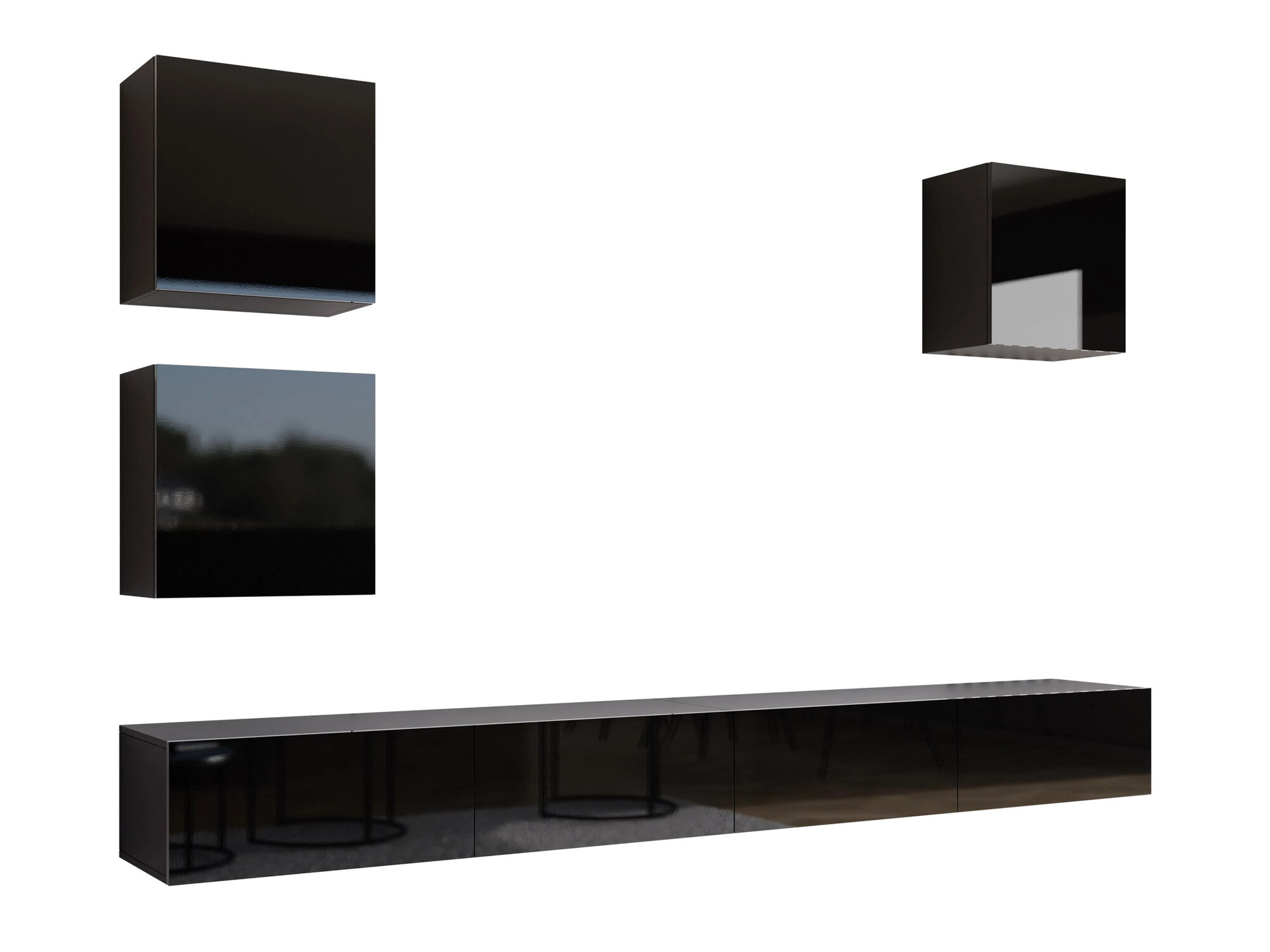 Комплект за хол Vilrin III (Черен + Черен гланц)