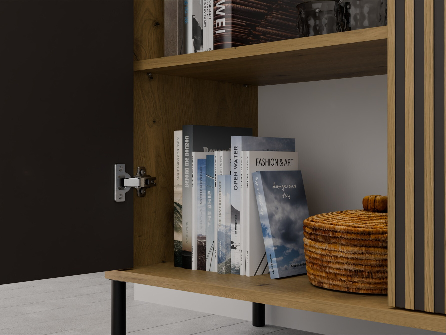 Шкаф Orlsone 108 (Черен + Artisan дъб)