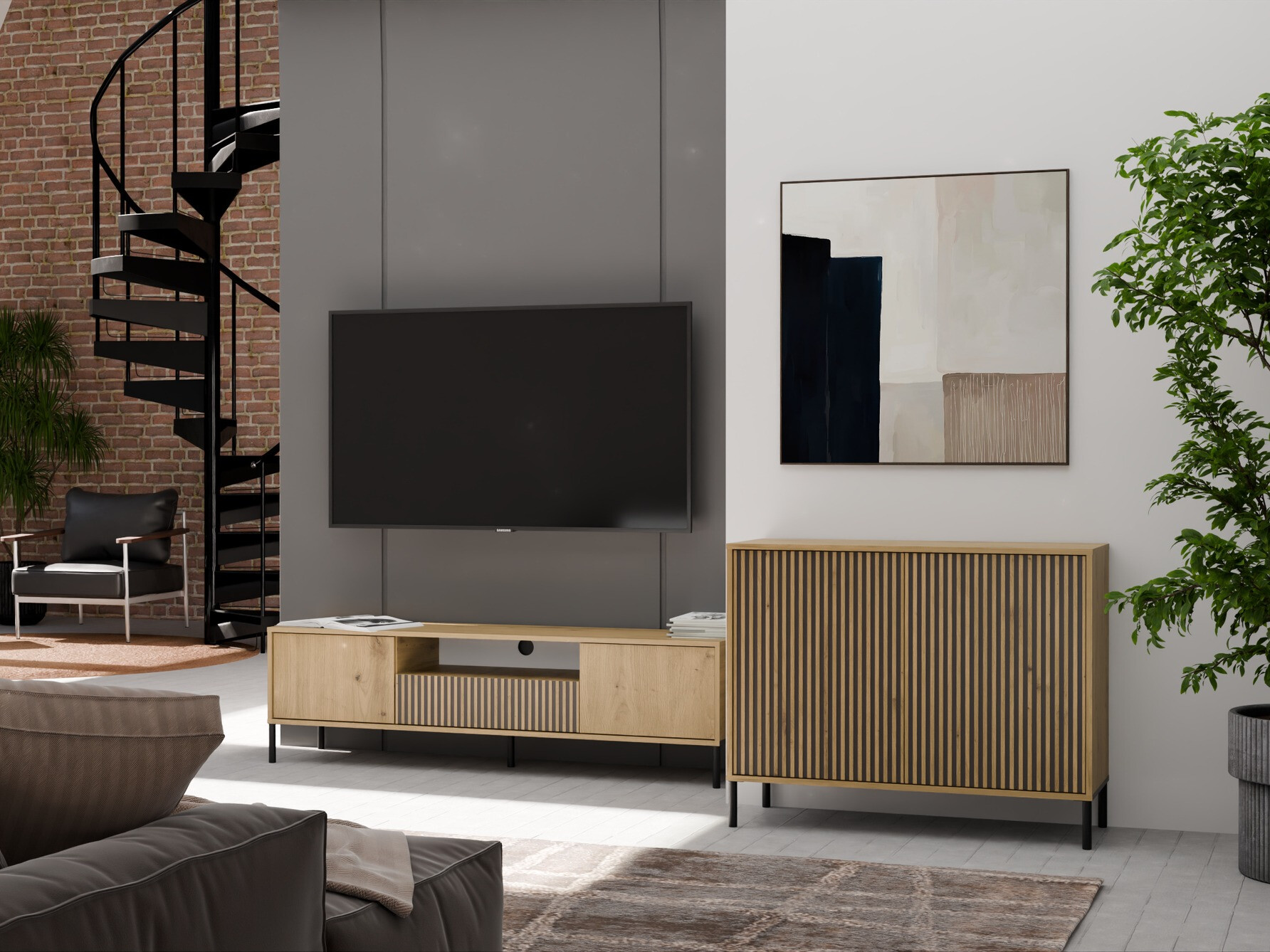 Шкаф Orlsone 108 (Черен + Artisan дъб)