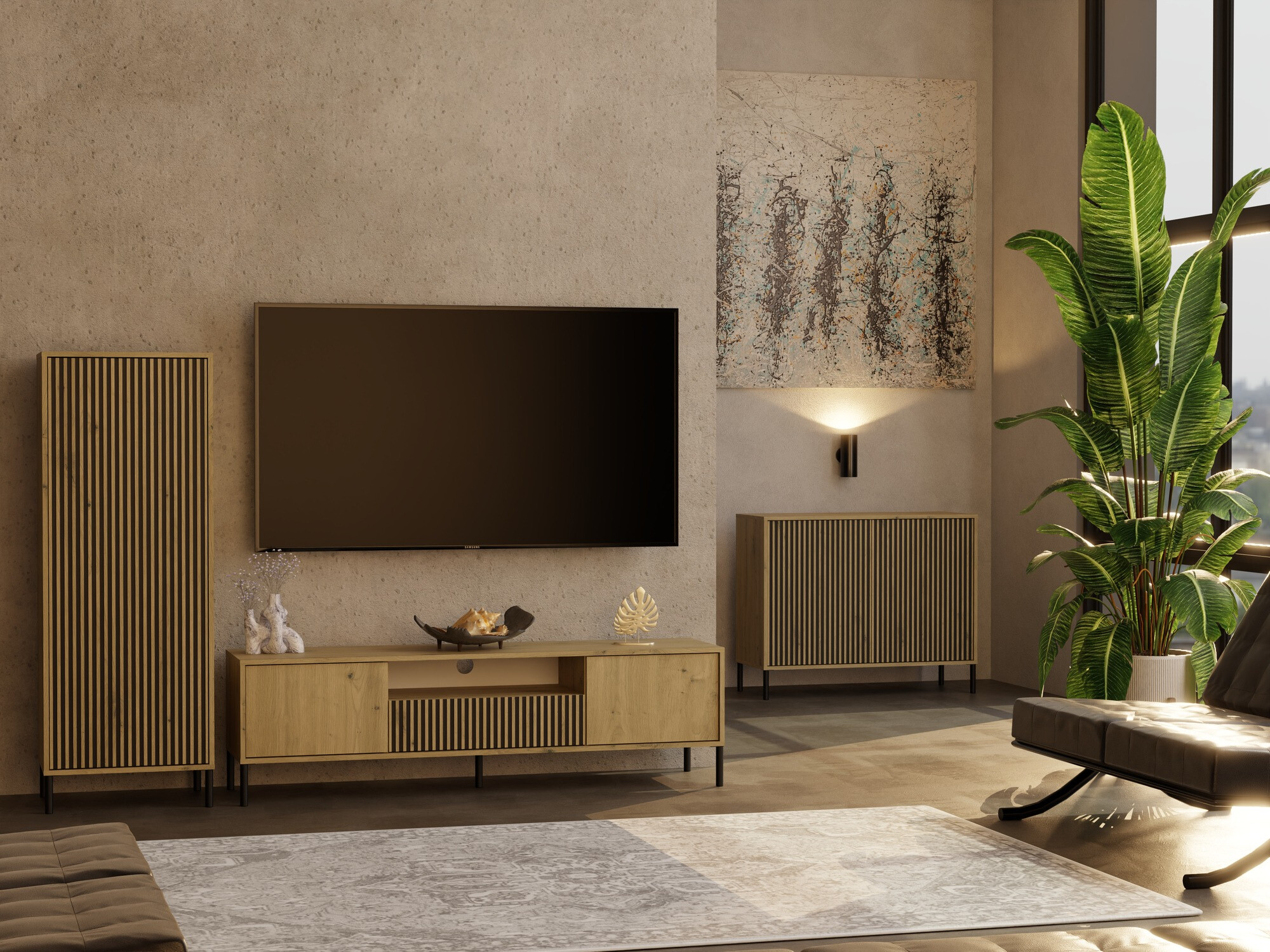 Шкаф Orlsone 108 (Черен + Artisan дъб)