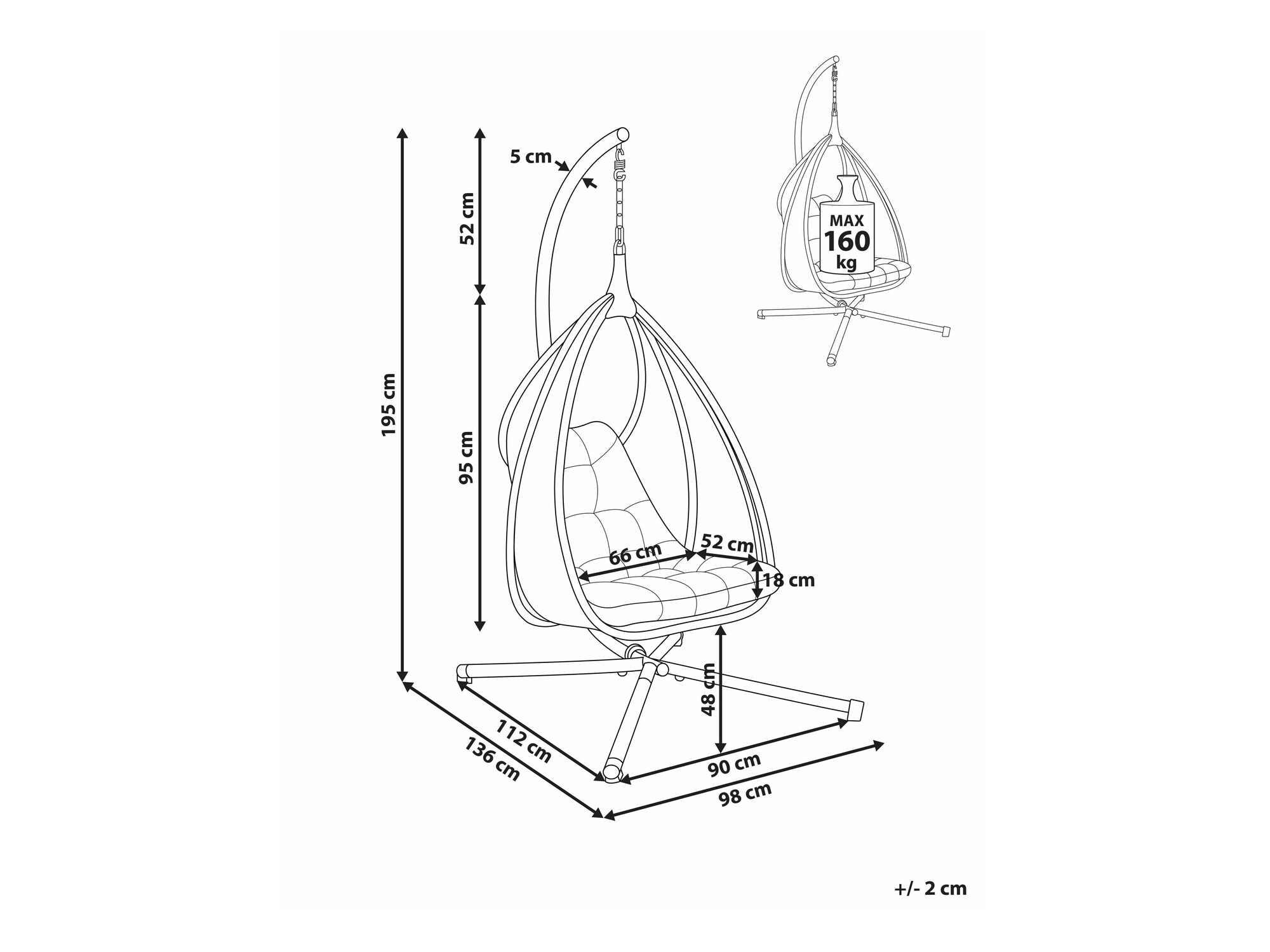 Градинска люлка Berwyn 2669 (Тъмно сив)