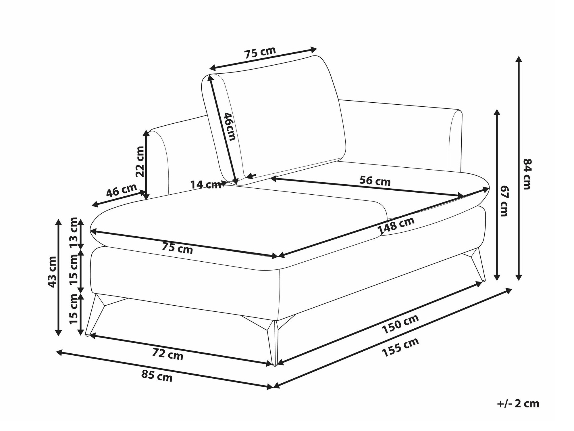Кушетка Berwyn 2674 (Кафяв)